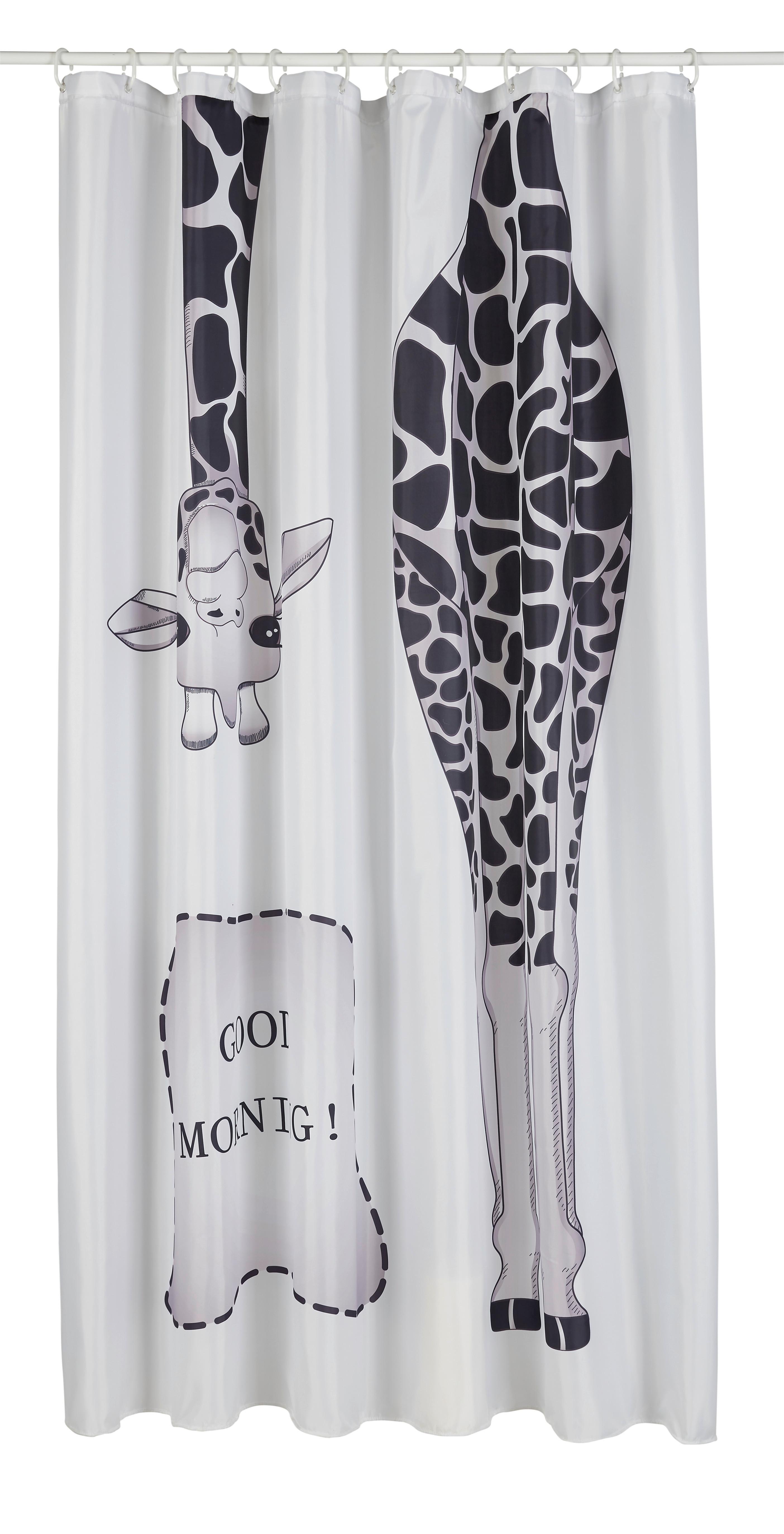 Zuhanyfüggöny Giraffe 180/200 - fehér/szürke, textil (180/200cm) - Modern Living