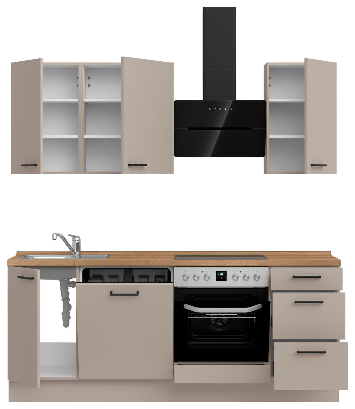 Küchenleerblock Easytouch High o. Geräte Sandfarben - Sandfarben/Eichefarben, MODERN, Holzwerkstoff/Metall (210cm) - Nobilia