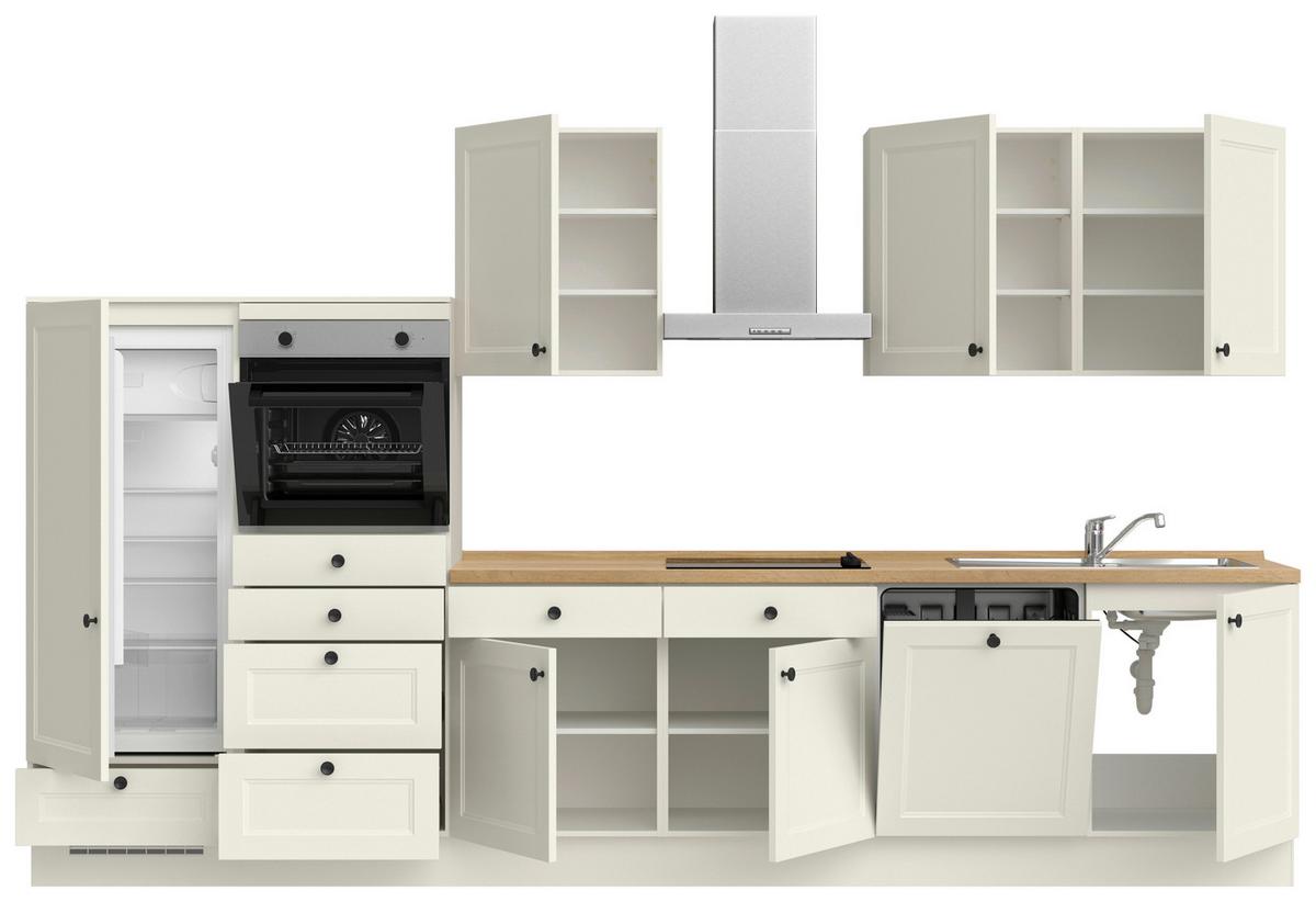 Küchenleerblock Cascada Low o. Geräte Weiß - Eichefarben/Schwarz, MODERN, Holzwerkstoff/Metall (360cm) - Nobilia