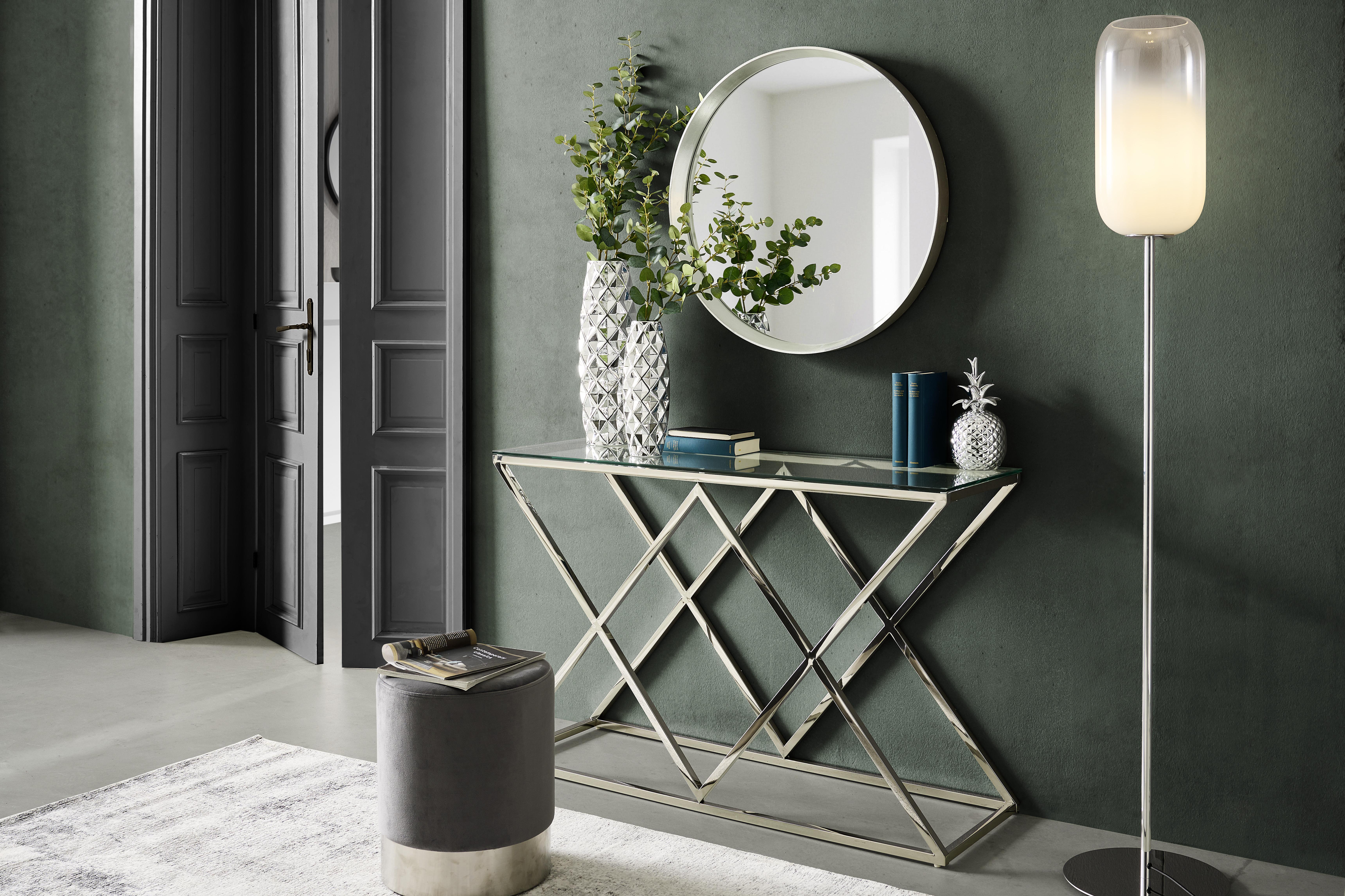 STÓŁ KONSOLA NADINE - kolor chromowy, Design, metal/szkło (120/40/78cm) - Xora