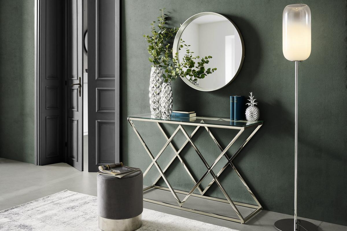 STÓŁ KONSOLA NADINE - kolor chromowy, Design, metal/szkło (120/40/78cm) - Xora