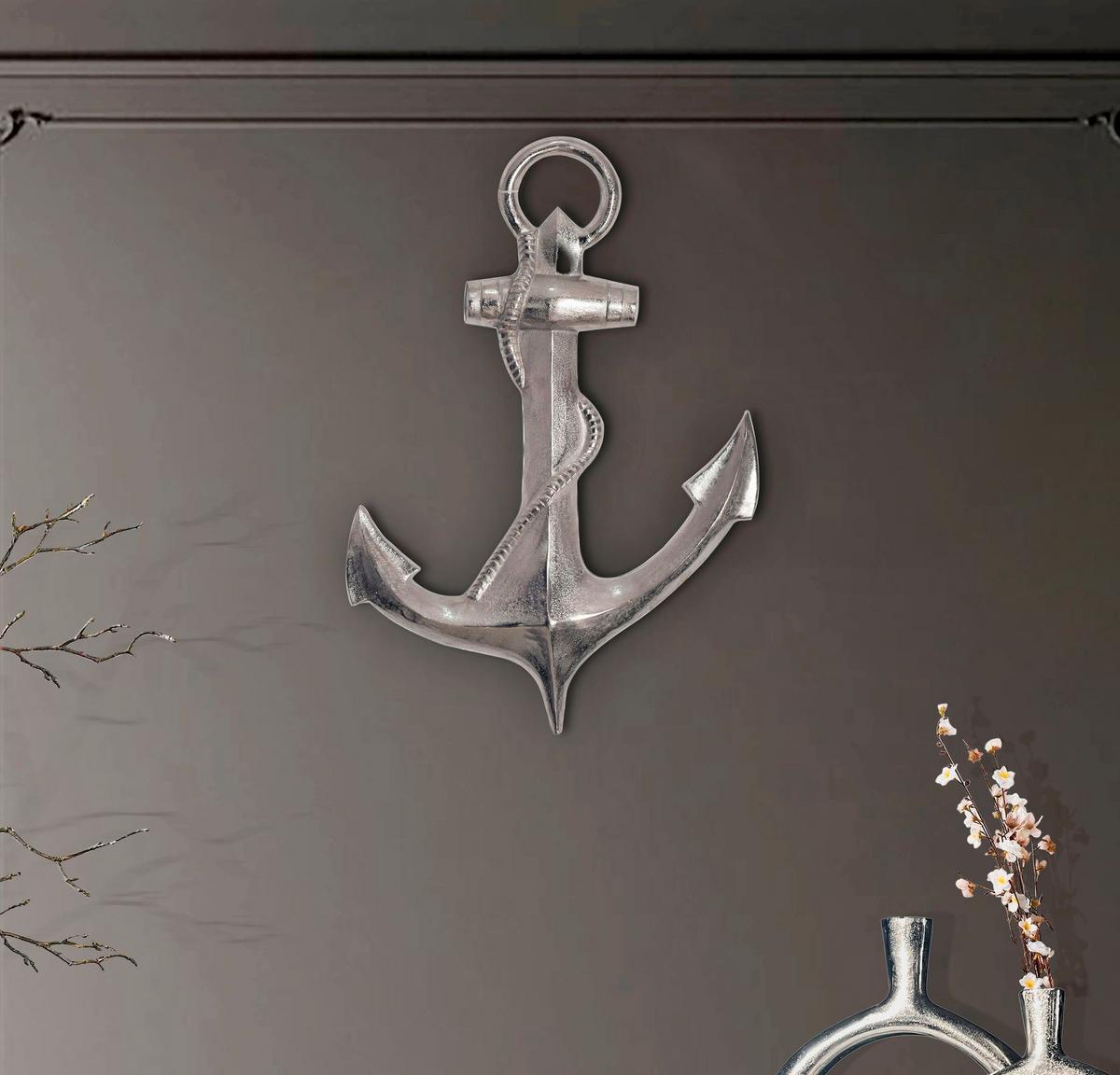 Stenska Dekoracija Anchor - srebrne barve, Design, kovina (47/70/4cm) - Livetastic