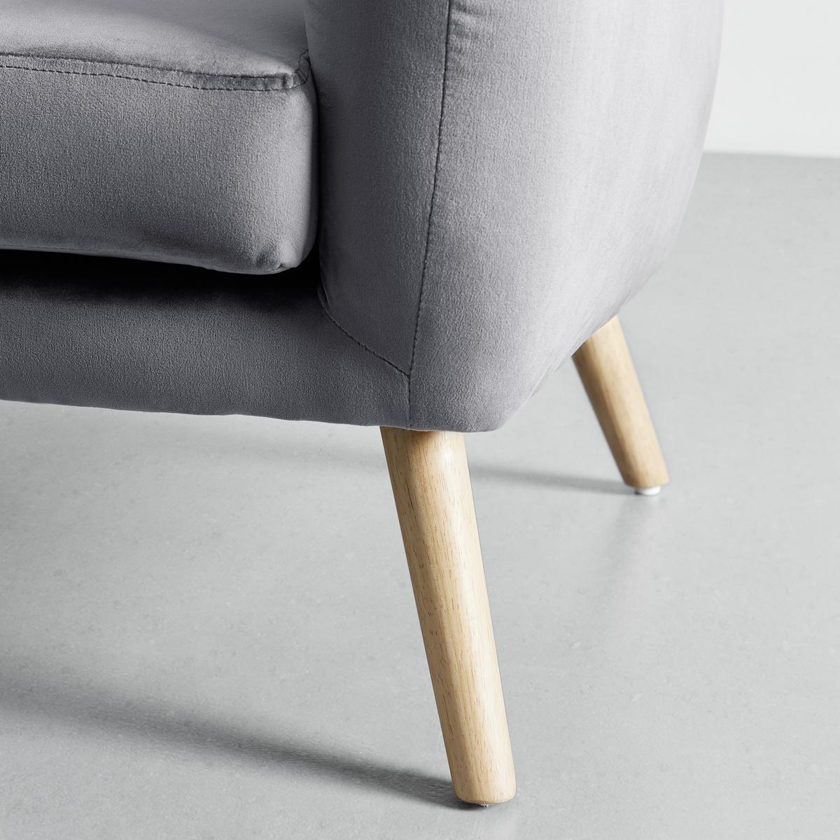 Sofa Bruno grau Samtbezug B: ca. 124 cm - Eichefarben/Grau, MODERN, Holz/Textil (124/68/71cm) - Bessagi Home