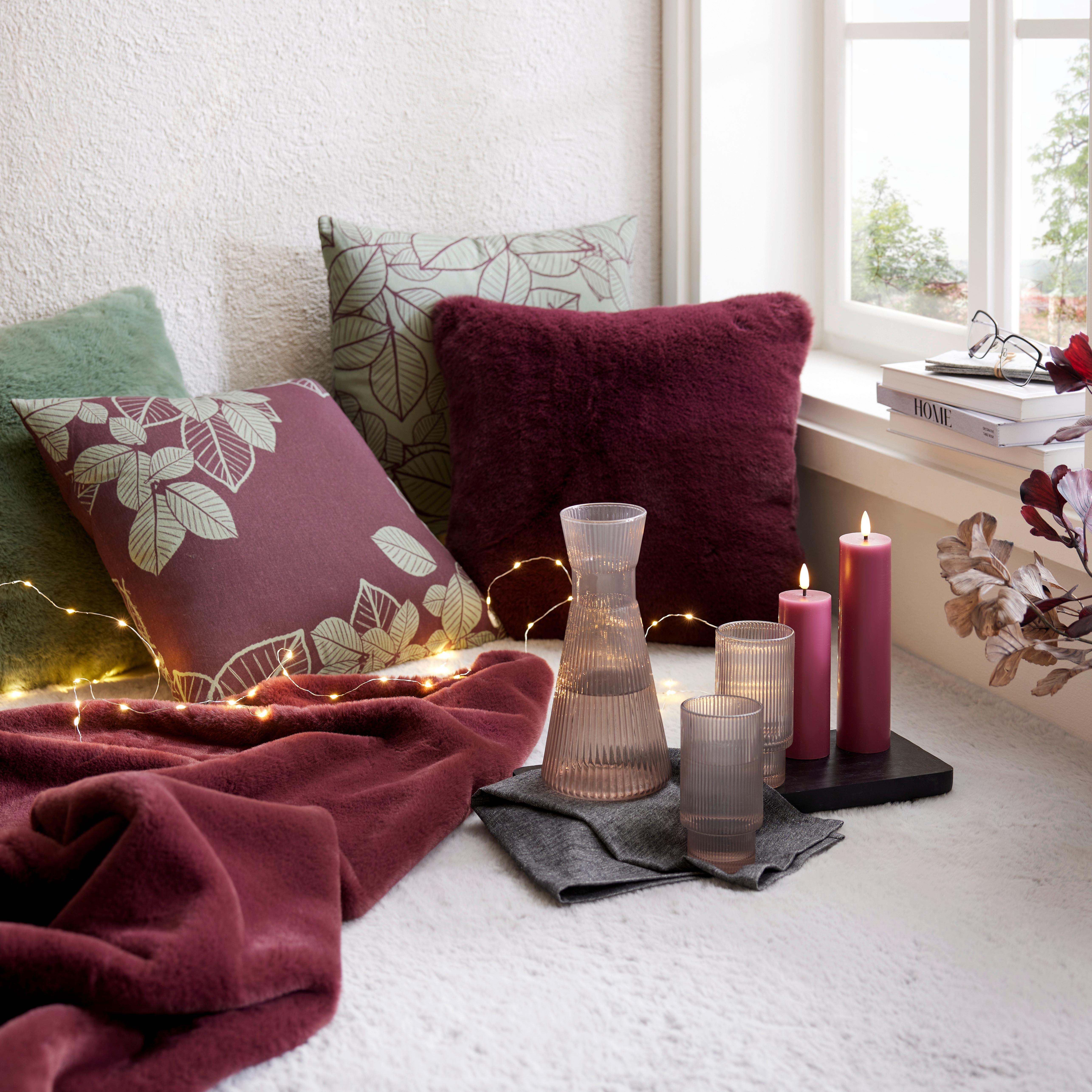 Díszpárna Leaves - bordó, Modern, textil (45/45cm) - Modern Living