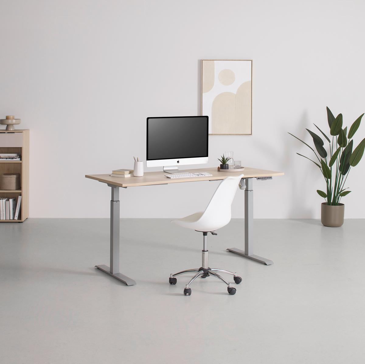 Schreibtisch Siena Eiche-/Silberfarben - Eichefarben/Silberfarben, MODERN, Holzwerkstoff (160/72/77cm) - Mömax