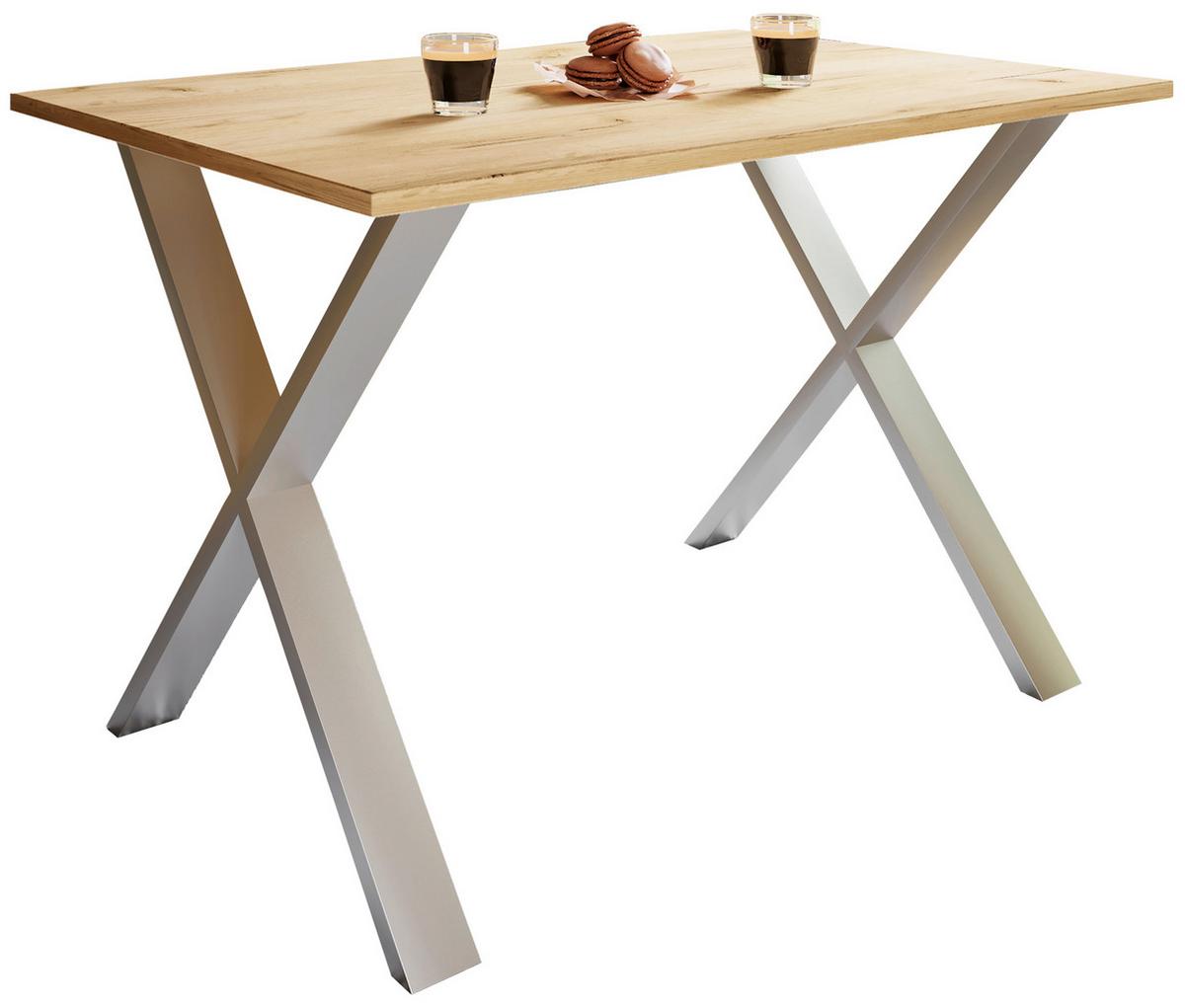 Jedilna Miza Xona, Barva Hrasta, Srebrna, 80x50cm - srebrne barve/medeni hrast, Basics, kovina/leseni material (80/50/76cm) - MID.YOU