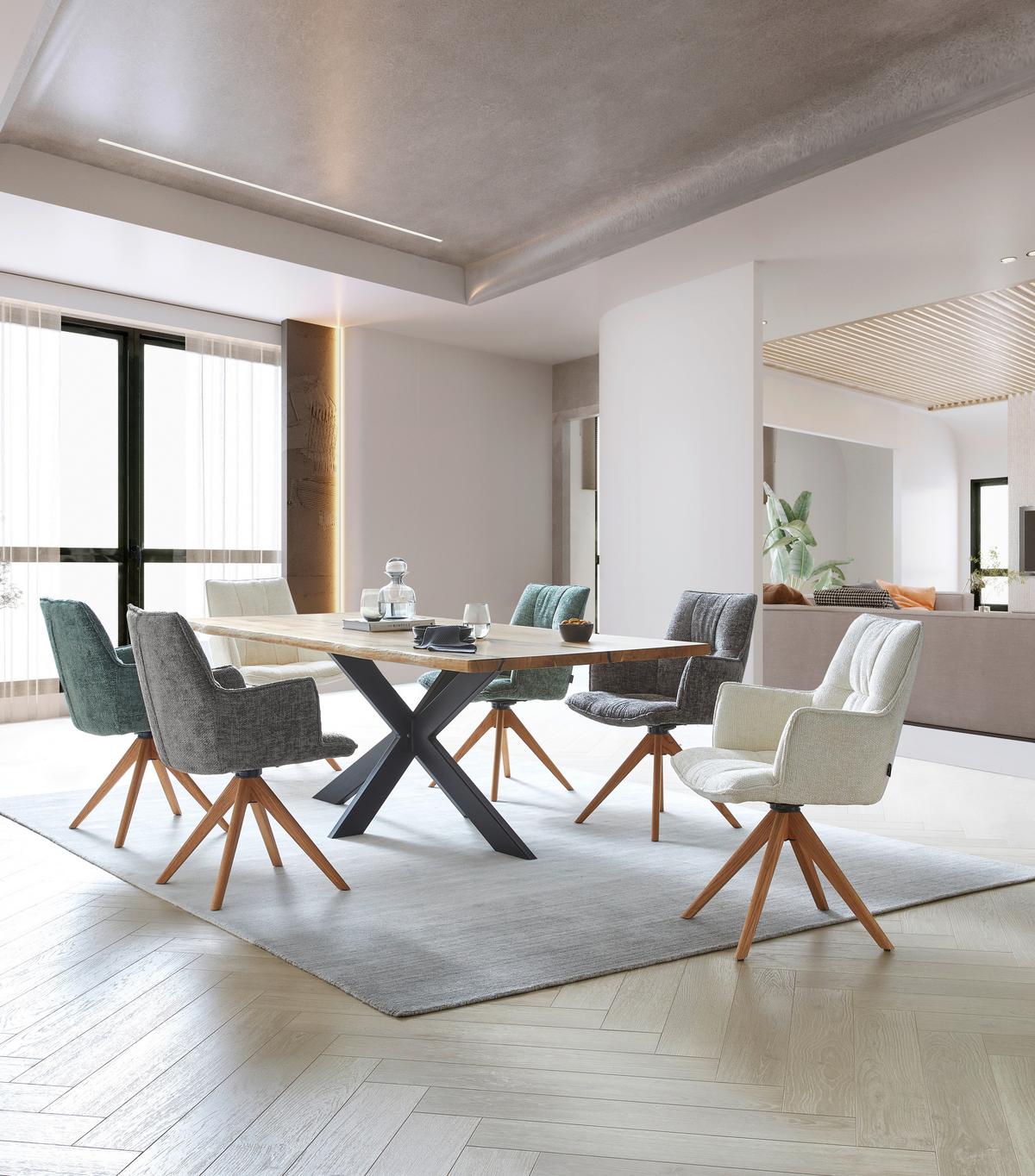 KRZESŁO Z PODŁOKIETNIKAMI OSAKA 4.0 -EXKLUSIV- - kolor dębowy/beżowy, Design, metal/drewno (59,5/88,5/63cm) - Novel