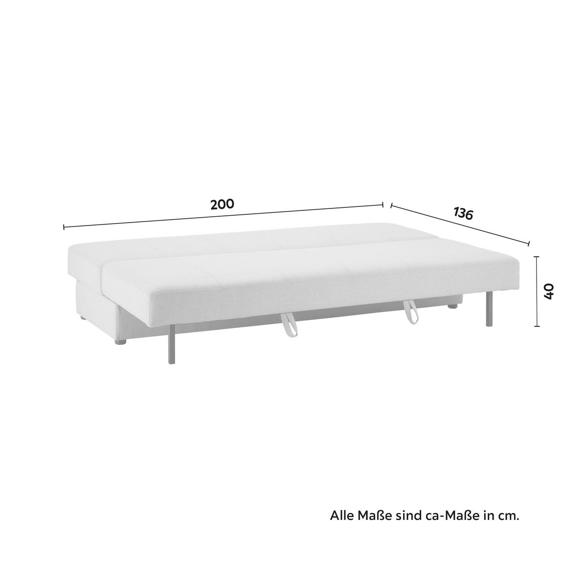 Schlafsofa Claudio Hellgrau Webstoff - Hellgrau/Schwarz, MODERN, Holz/Kunststoff (200/85/93cm) - Bessagi Home