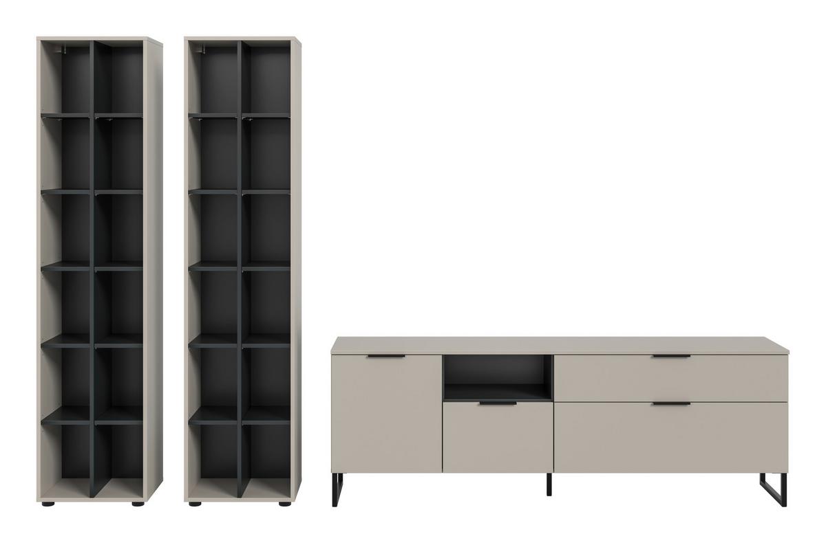 Dnevni Regal Noida, Kašmir, Črna, 3-Delni - kašmir/črna, Design, kovina/umetna masa (305/192/41cm) - Livetastic