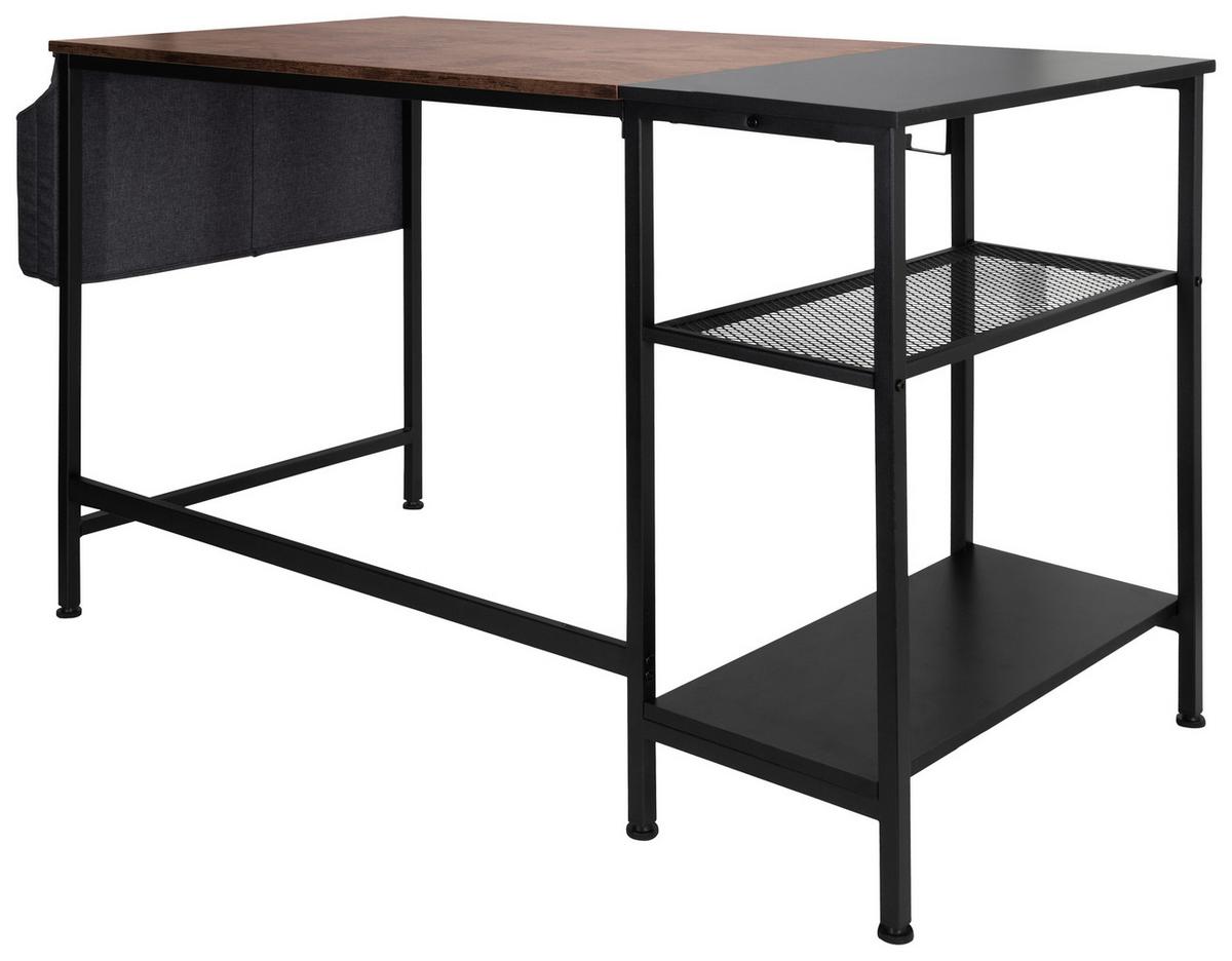 Pisalna Miza Workspace H I, Črna, Rjava - črna/rjava, Basics, kovina/leseni material (120/60/76cm) - MID.YOU