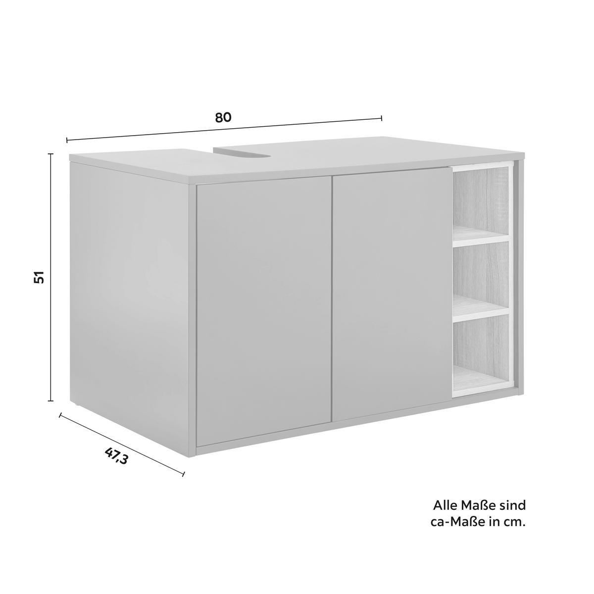 SZAFKA POD UMYWALKĘ LUCIANO - kolor naturalny/szary, Modern, drewno (80/51/47,3cm) - Bessagi Home