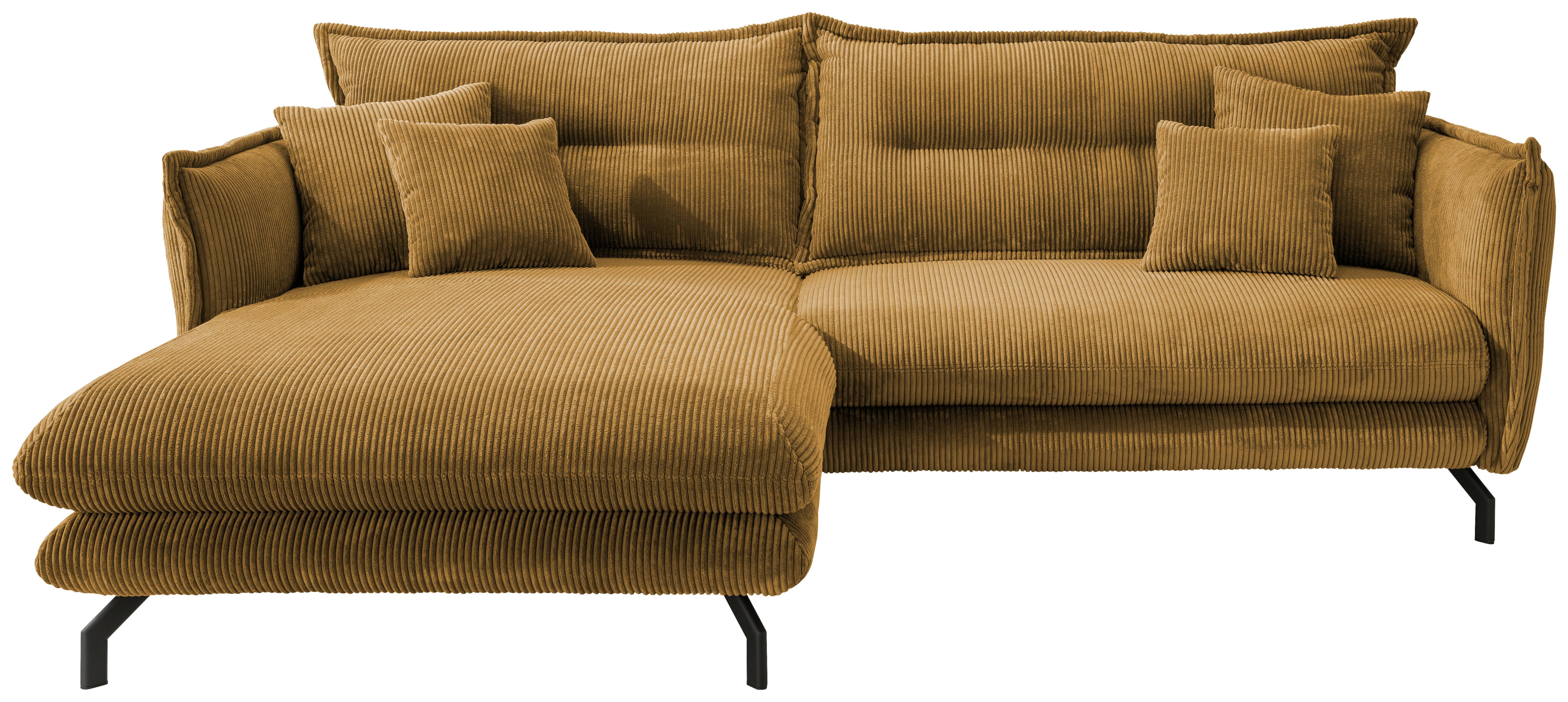 Wohnlandschaft Lava Goldfarben Cord - Goldfarben/Schwarz, MODERN, Textil/Metall (180/255cm) - Livetastic