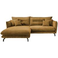 Wohnlandschaft Lava Goldfarben Cord - Goldfarben/Schwarz, MODERN, Textil/Metall (180/255cm) - Livetastic