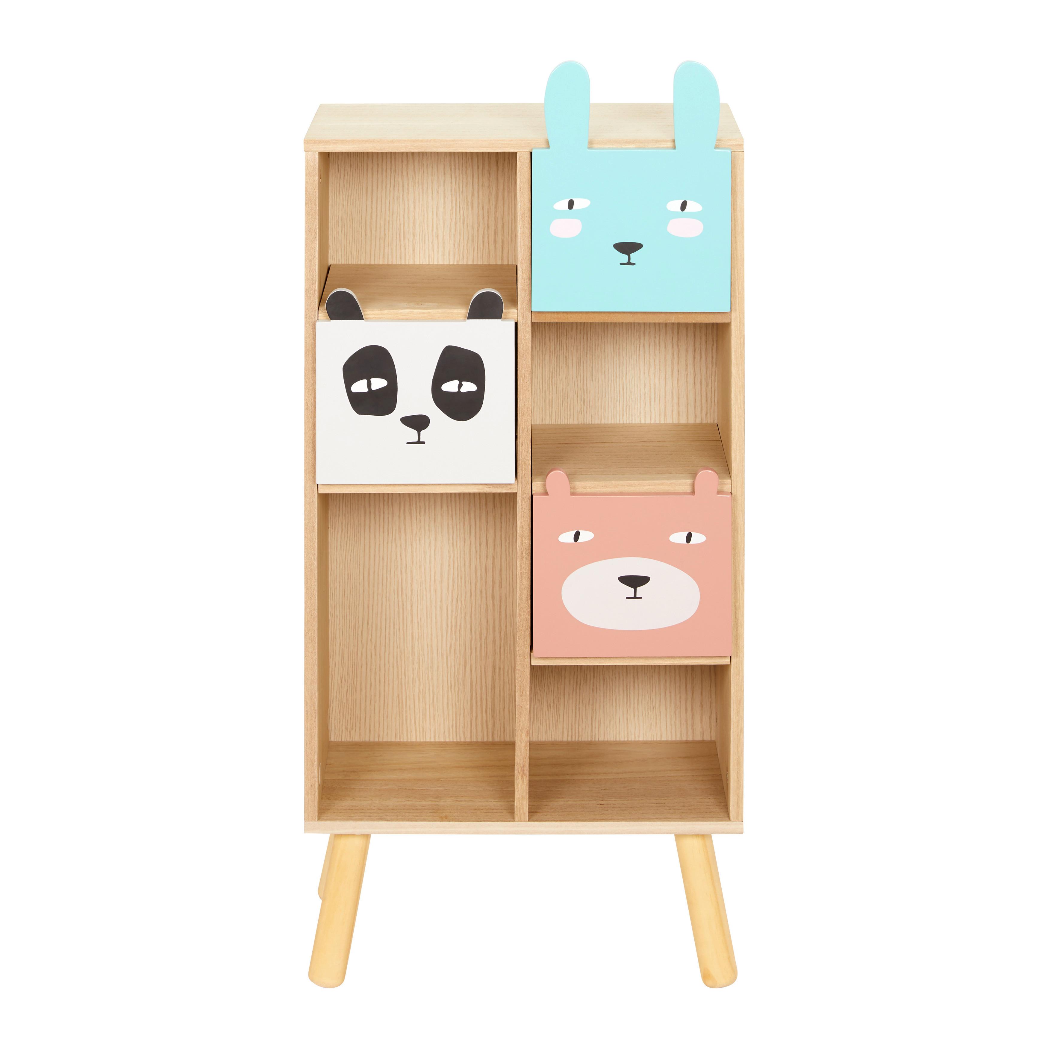 REGAŁ DLA DZIECI LANNY - kolor naturalny/różnokolorowy, Modern, drewno (40/83/25cm) - Bessagi Kids