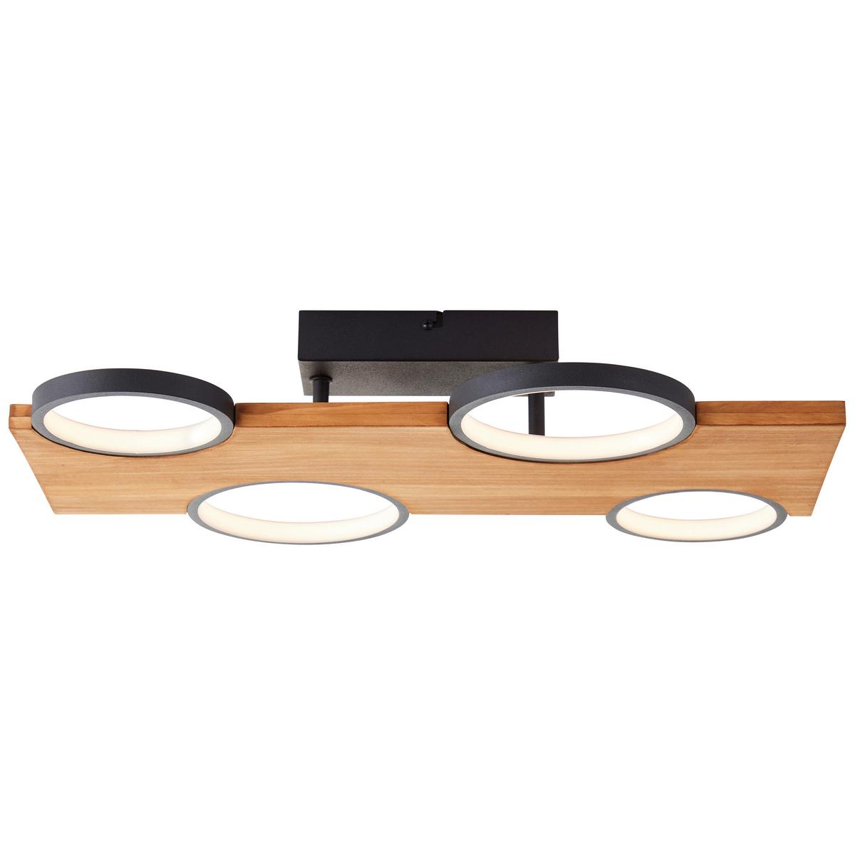 LED-Deckenleuchte Cheesy Schwarz/Hellbraun max. 28 Watt - Hellbraun/Schwarz, Natur, Holz/Metall (10,2/55/34,6cm) - Brilliant