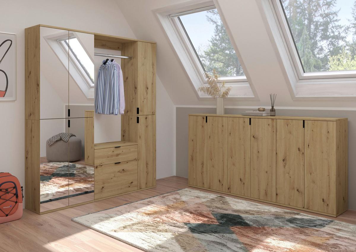 Garderobe Projekt X ca. 152x193 cm Artisan Eiche - KONVENTIONELL, Glas/Holzwerkstoff (152/193/34cm) - MID.YOU