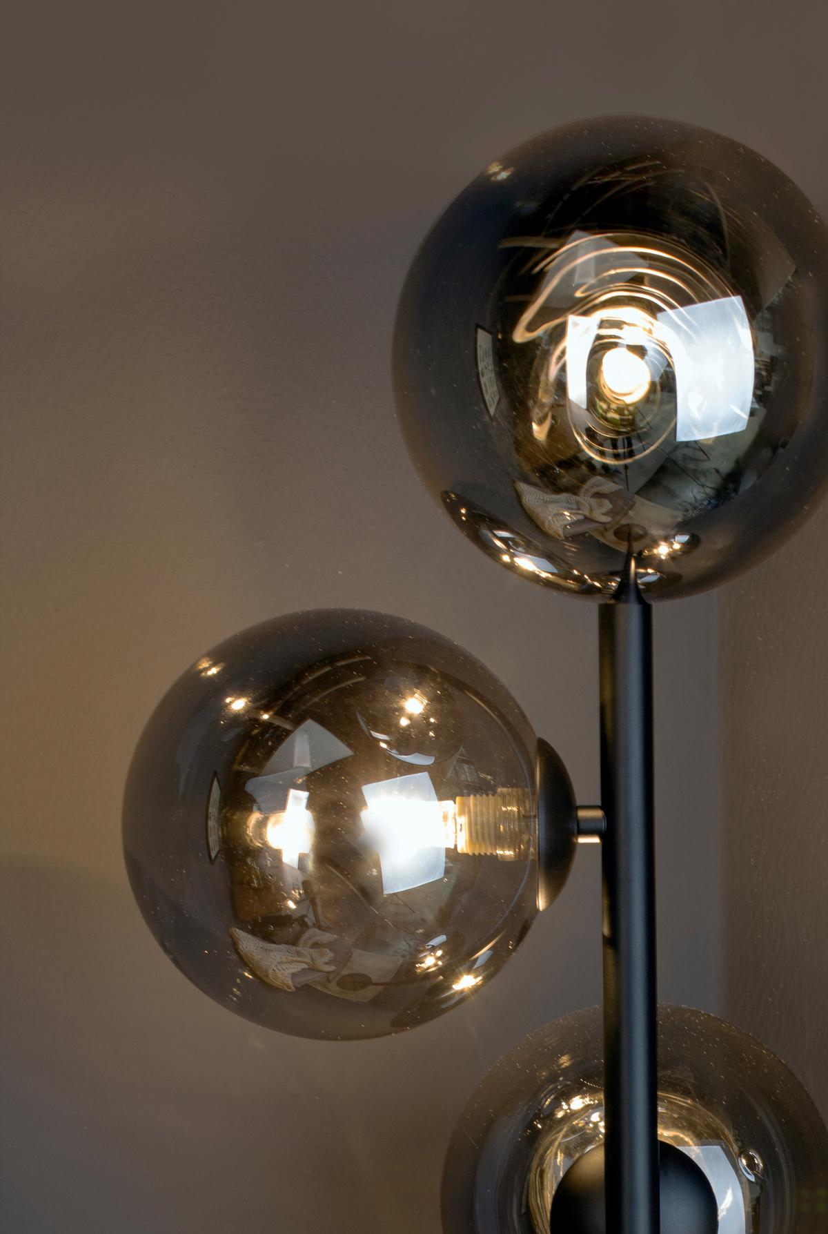 LAMPA STOJĄCA 9120-PT4 NERO - czarny, Design, metal/szkło (34,5/160cm)