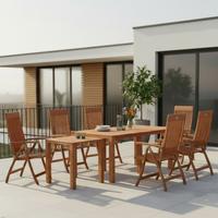 Gartengarnitur Comodoro 7-tlg. Holz - Naturfarben, KONVENTIONELL, Holz - Gardenson