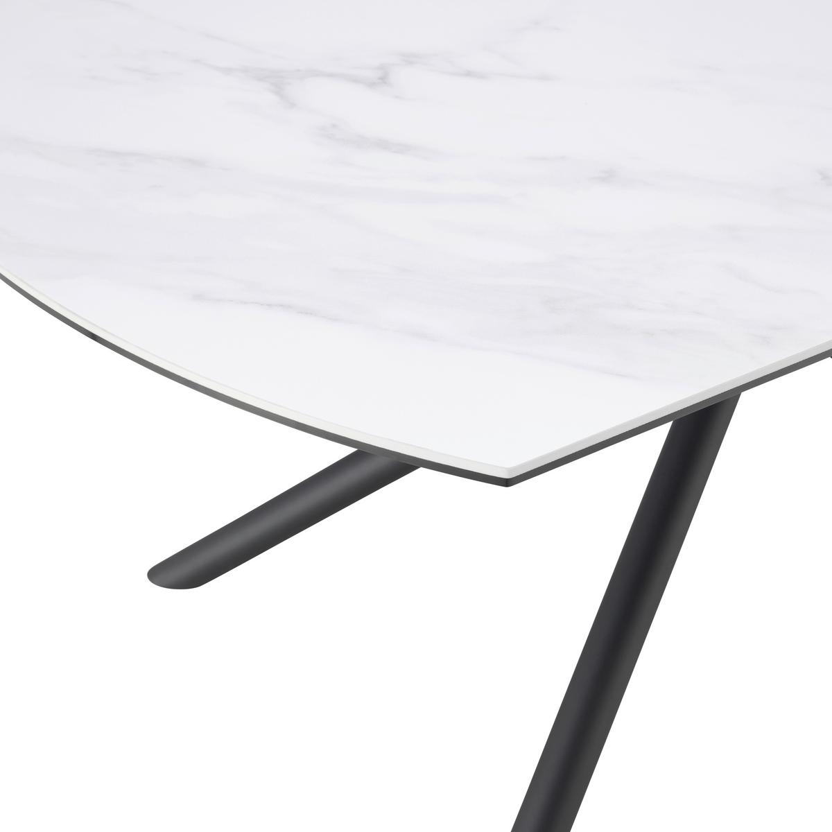 Jedilna Miza Tiana, Bela, Keramika, 90-140x40 - črna/bela, Trendi, kovina/steklo (90-140/76/140cm) - MID.YOU