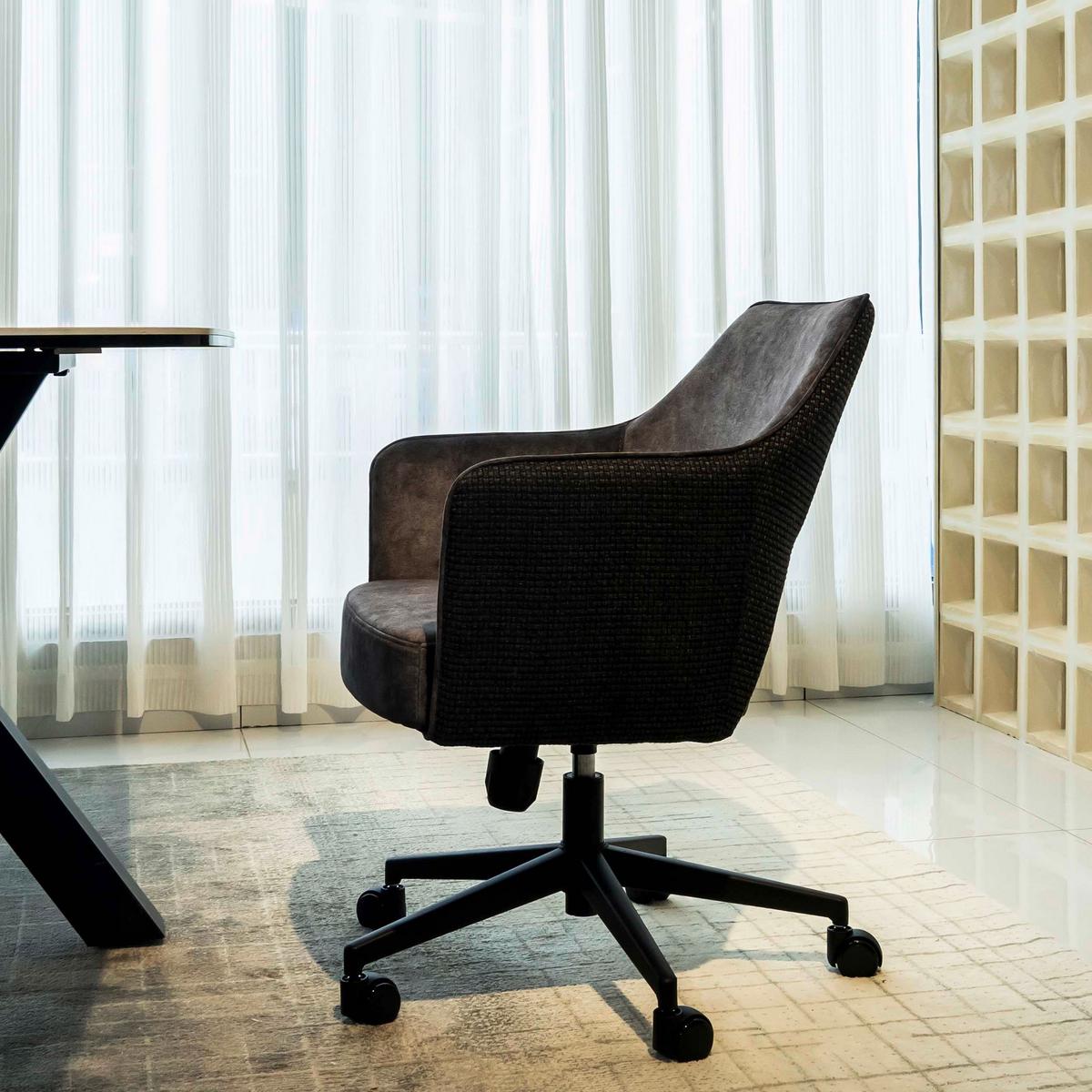 Drehstuhl Valletta Anthrazit/Schwarz - Anthrazit/Schwarz, KONVENTIONELL, Textil/Metall (63/82-88/61cm) - Premium Living