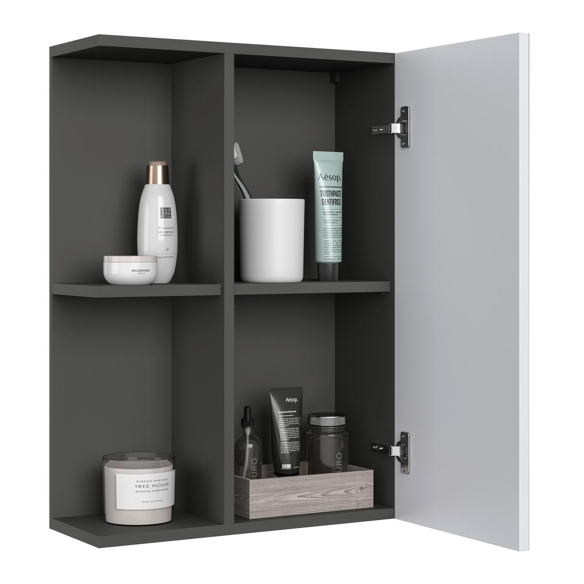 Element S Ogledalom Pearl New - bijela/antracit, Konvencionalno, staklo/drvni materijal (70/71/23cm)