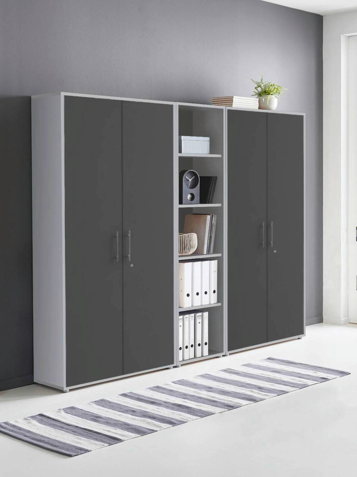 AKTENSCHRANK OFFICE EDITION - SW SET 10 - Anthrazit/Hellgrau, MODERN, Holzwerkstoff (212,9/185,6/33cm) - MID.YOU