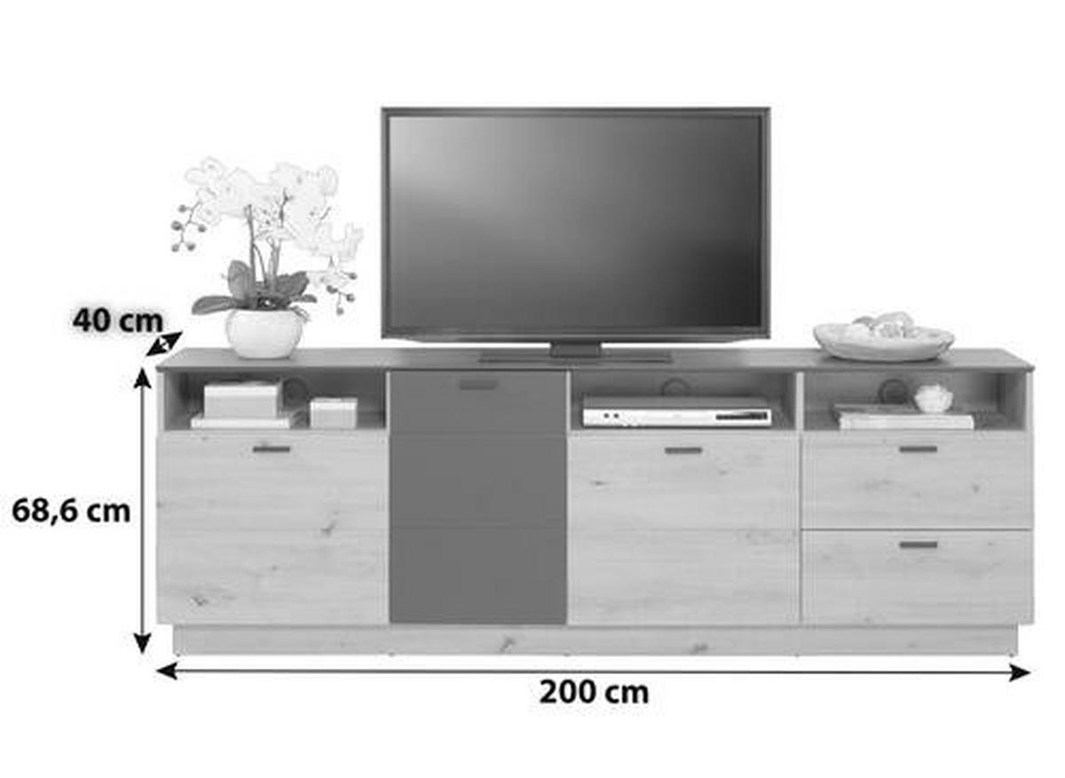 Tv Komoda Tonale - siva/hrast Artisan, Moderno, drvni materijal/plastika (200/68,6/40cm) - Modern Living