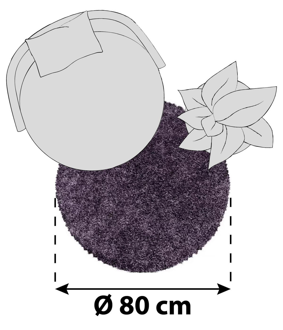 Hochflorteppich Sydney Violett Ø ca. 80cm - Violett, Basics, Textil (80cm)