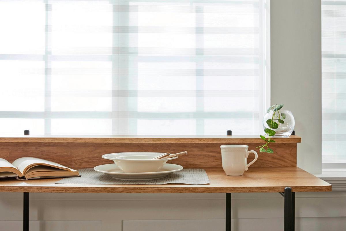 Schreibtisch Naturfarben/Schwarz - Schwarz/Naturfarben, Design, Holzwerkstoff/Metall (120/46/85,5cm) - Livetastic