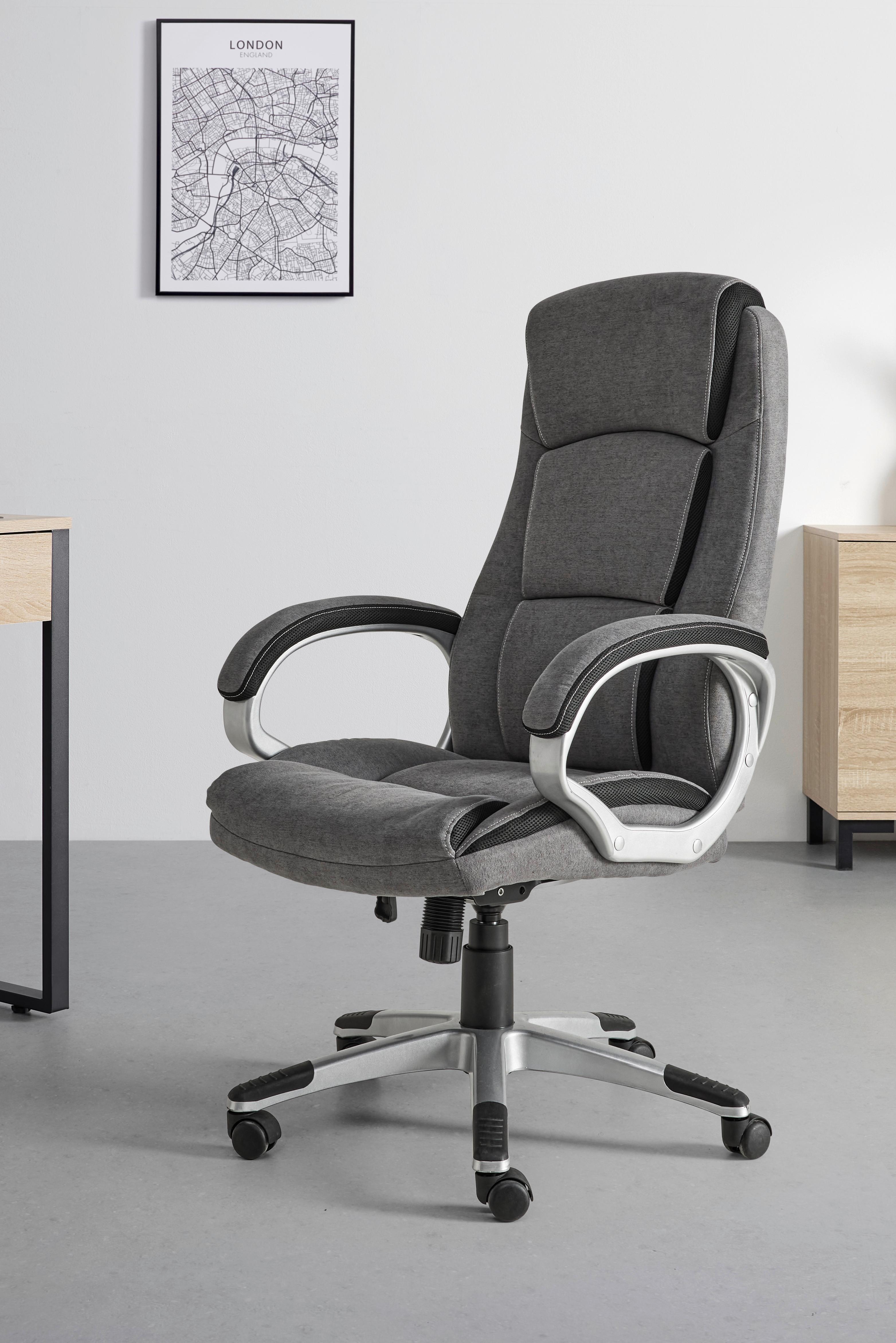 KONTORSSTOL NICO -EXKLUSIV- - silver/grå, Modern, metall/textil (66/115-123/74cm) - Mömax