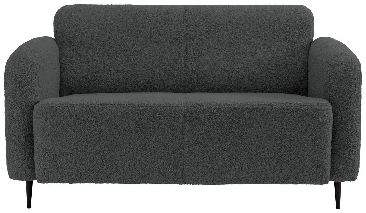 2-Sitzer-Sofa Marone Anthrazit Teddystoff - Anthrazit/Schwarz, MODERN, Textil/Metall (140/76/90cm) - Livetastic