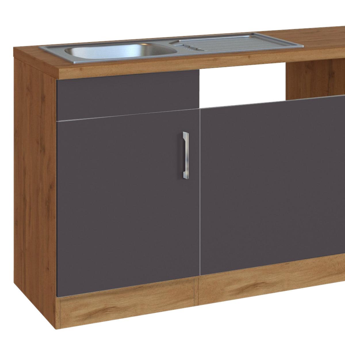Küchenblock 'Sorrento' , Anthrazit - Chromfarben/Anthrazit, MODERN, Holzwerkstoff/Metall (210cm) - Held