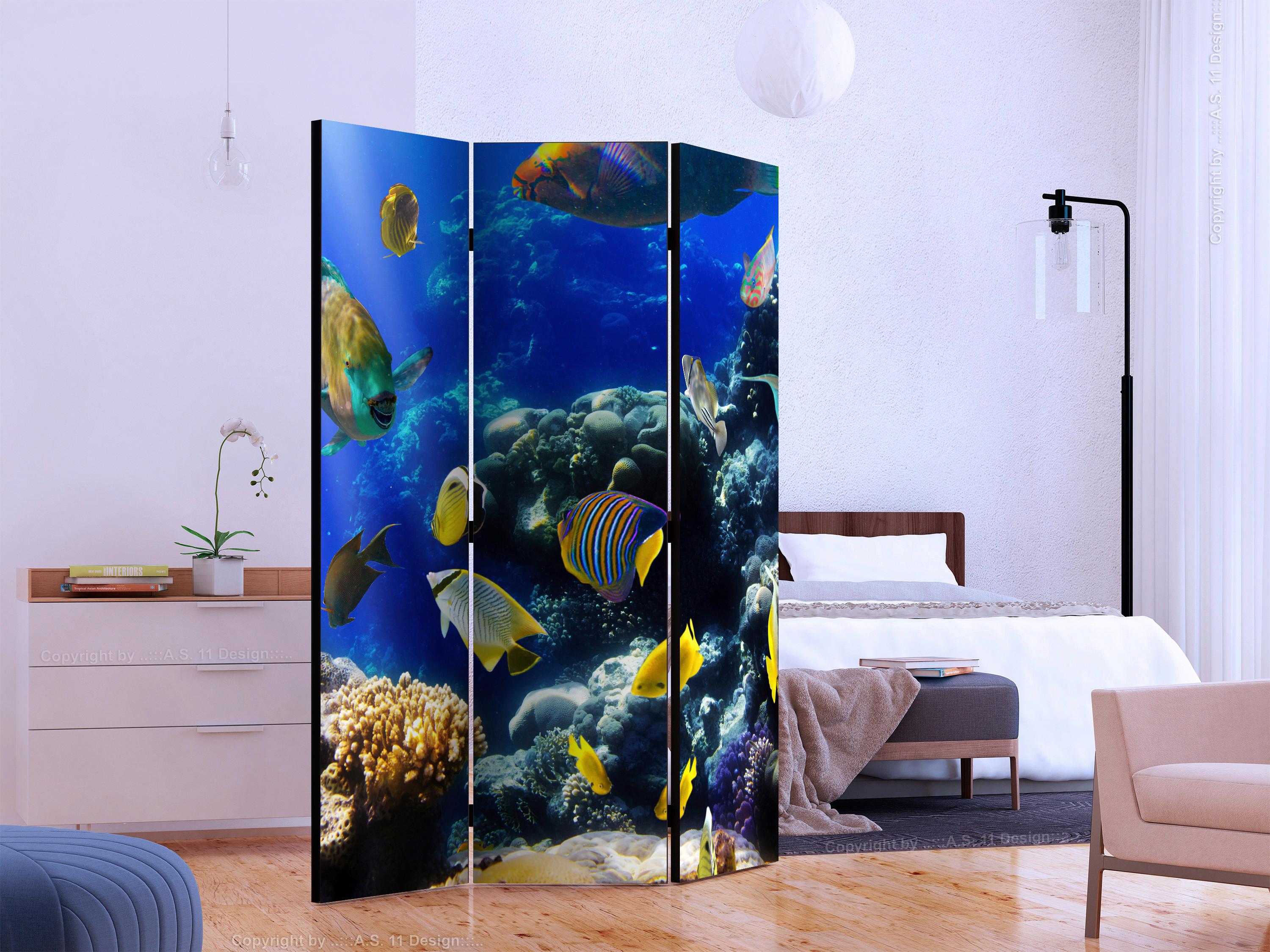 Paravan Underwater Adventure, 3-Delni, Dvostranski - večbarvno, Basics, tekstil/les (135/172/3cm) - artgeist