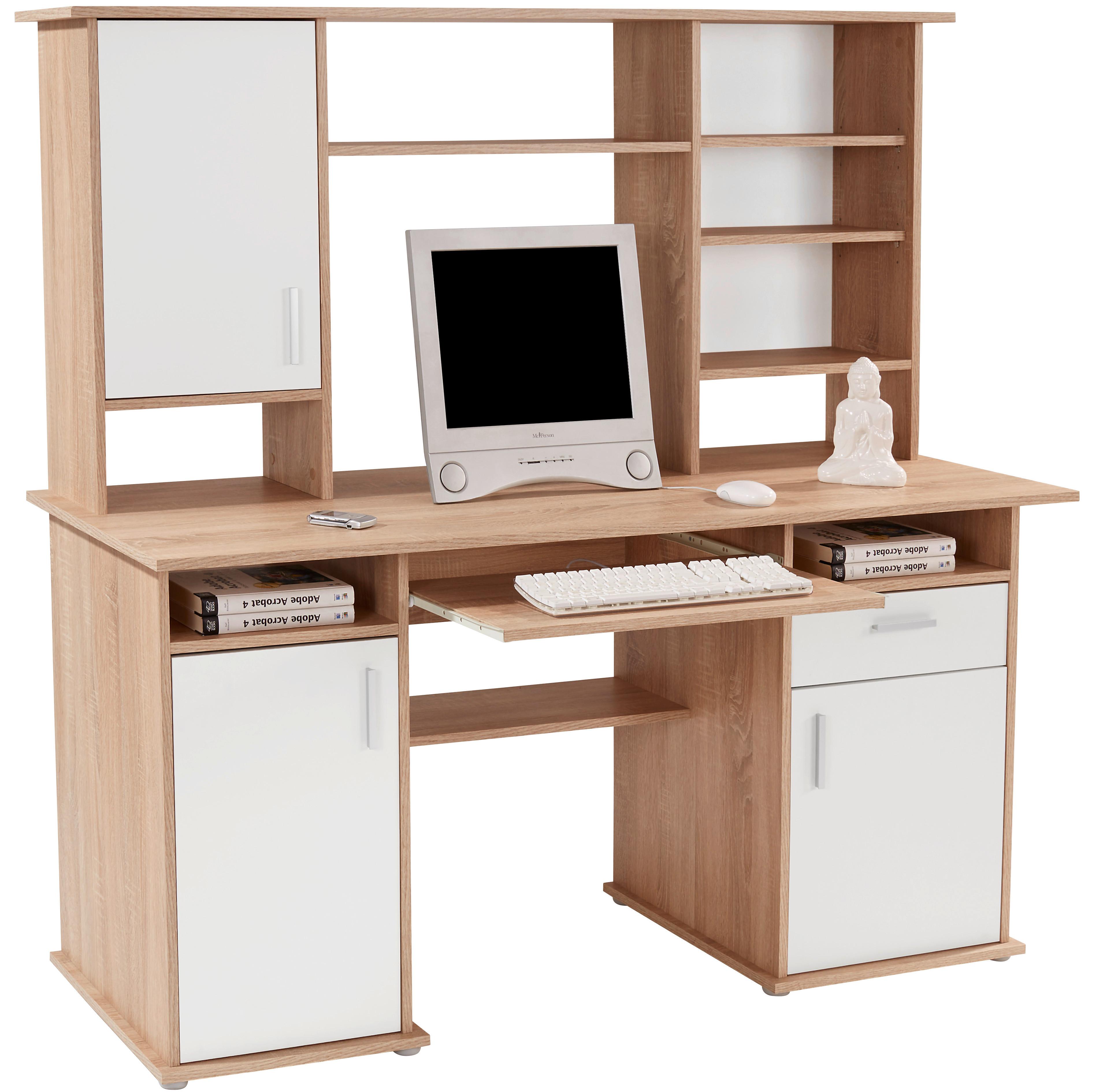 Masă de birou Thema 2 - stejar Sonoma/alb, Modern, plastic/material pe bază de lemn (160/153,4cm)
