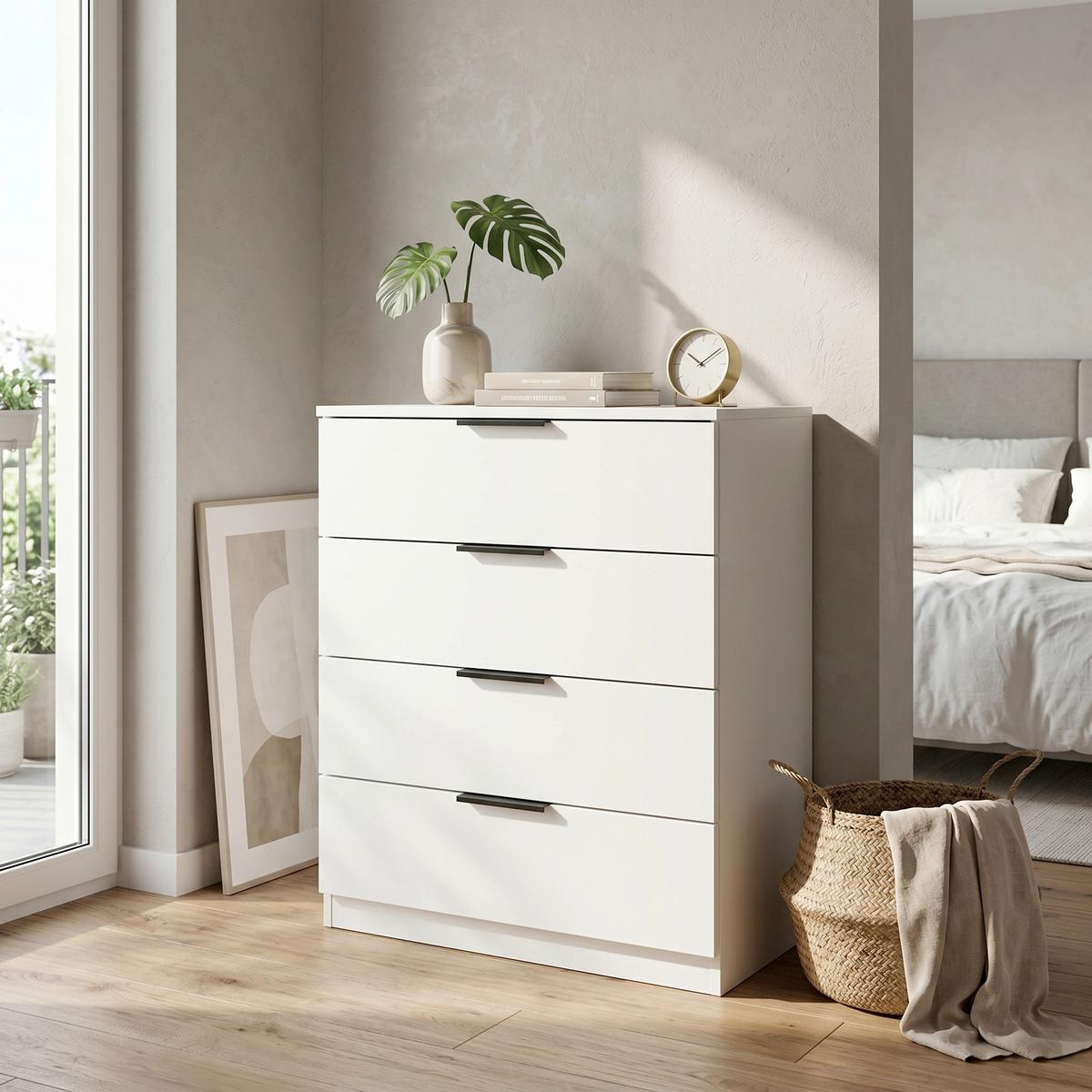 Komoda Kopenhagen, Bela - črna/bela, Design, umetna masa/leseni material (74/80/35cm) - Livetastic