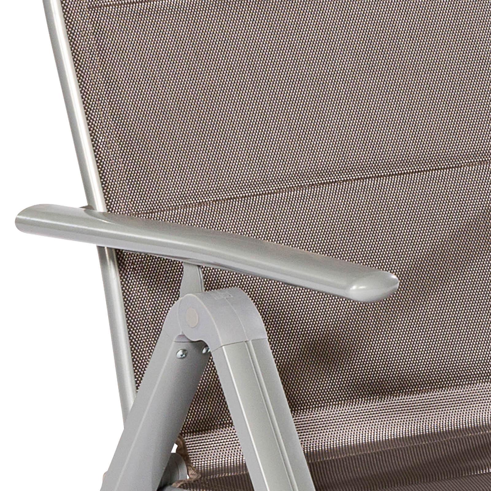 Gartensessel klappbar Taviano Metall/Textil - Silberfarben/Braun, ROMANTIK / LANDHAUS, Textil/Metall - Gardenson
