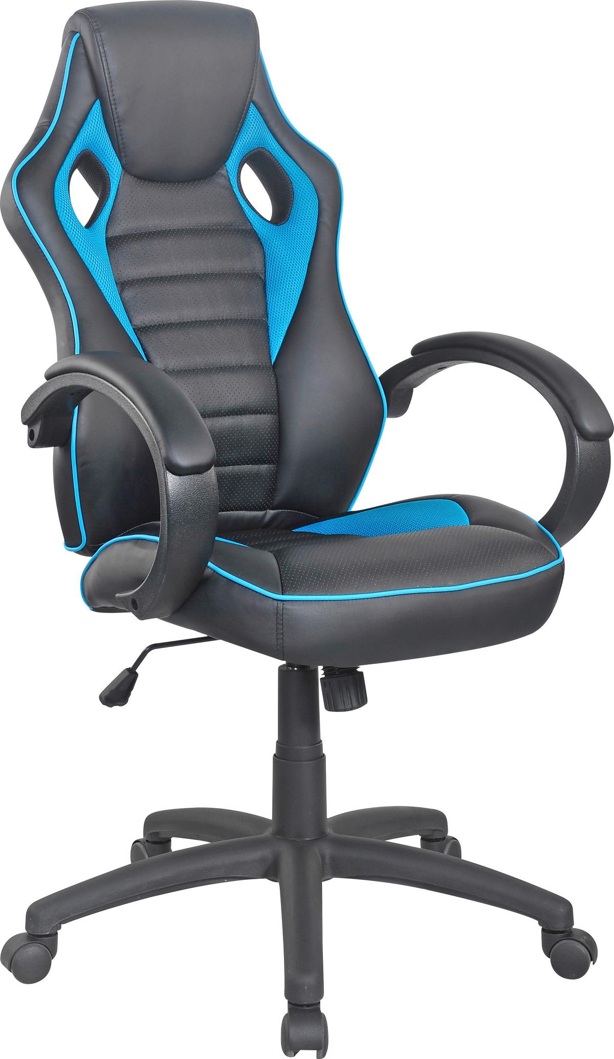 Pisarniški Stol Speedy, Črna, Modra, Videz Usnja - modra/črna, Moderno, kovina/umetna masa (61/110-120/63cm)