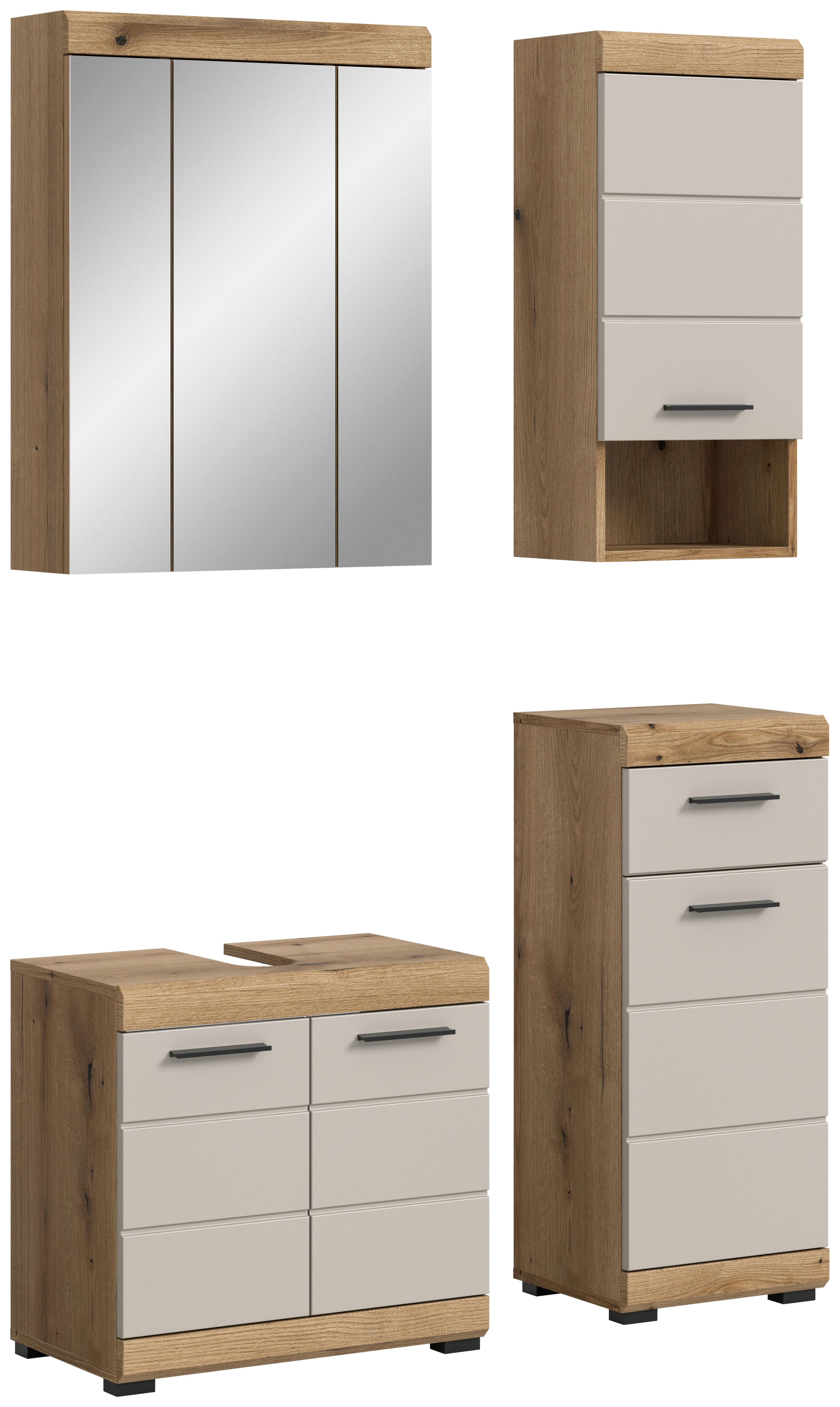 Badezimmer Scout 4-tlg. ca. 134 cm Kaschmir - Kaschmir/Schwarz, MODERN, Glas/Holzwerkstoff (134cm) - MID.YOU