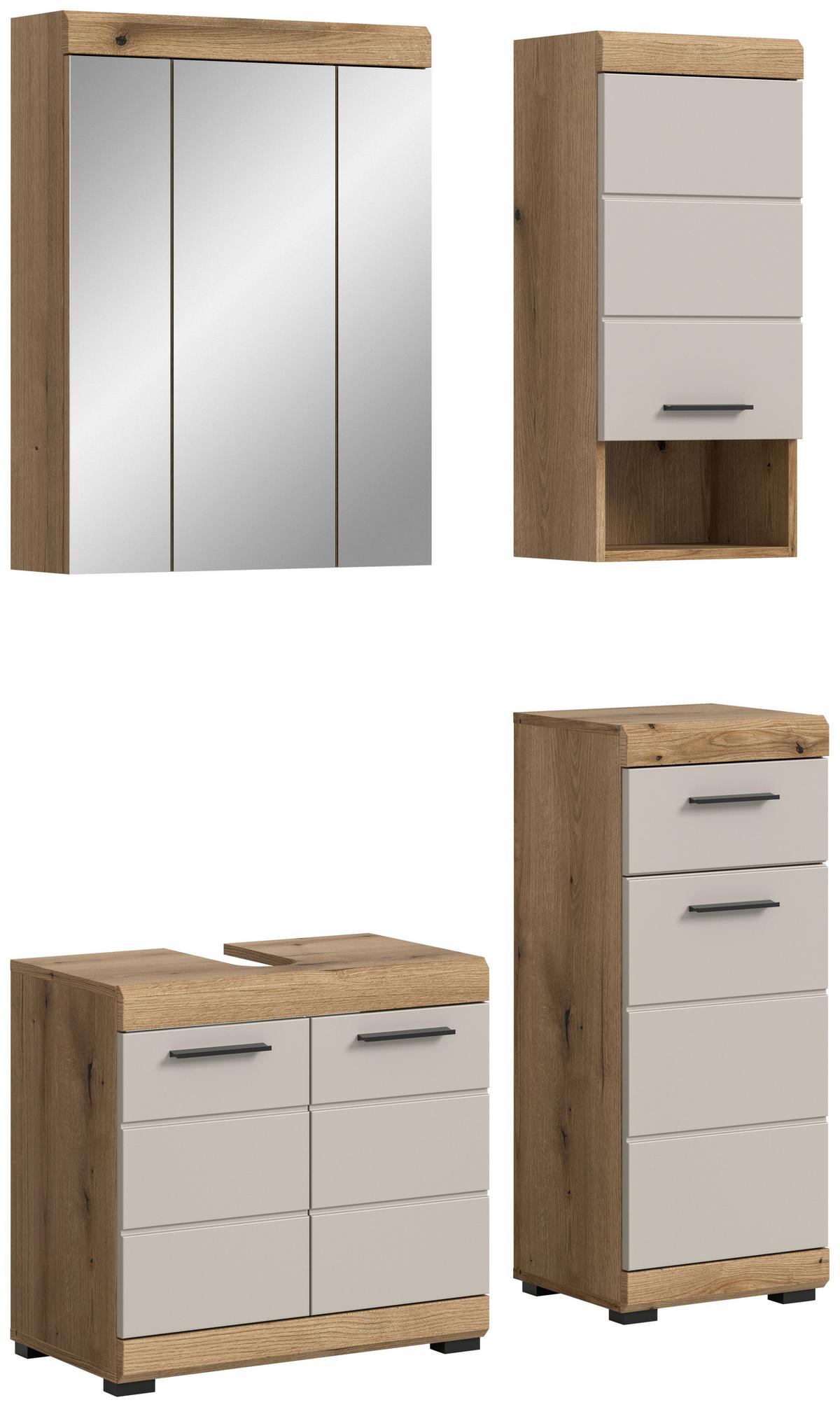 Badezimmer Scout 4-tlg. ca. 134 cm Kaschmir - Kaschmir/Schwarz, MODERN, Glas/Holzwerkstoff (134cm) - MID.YOU
