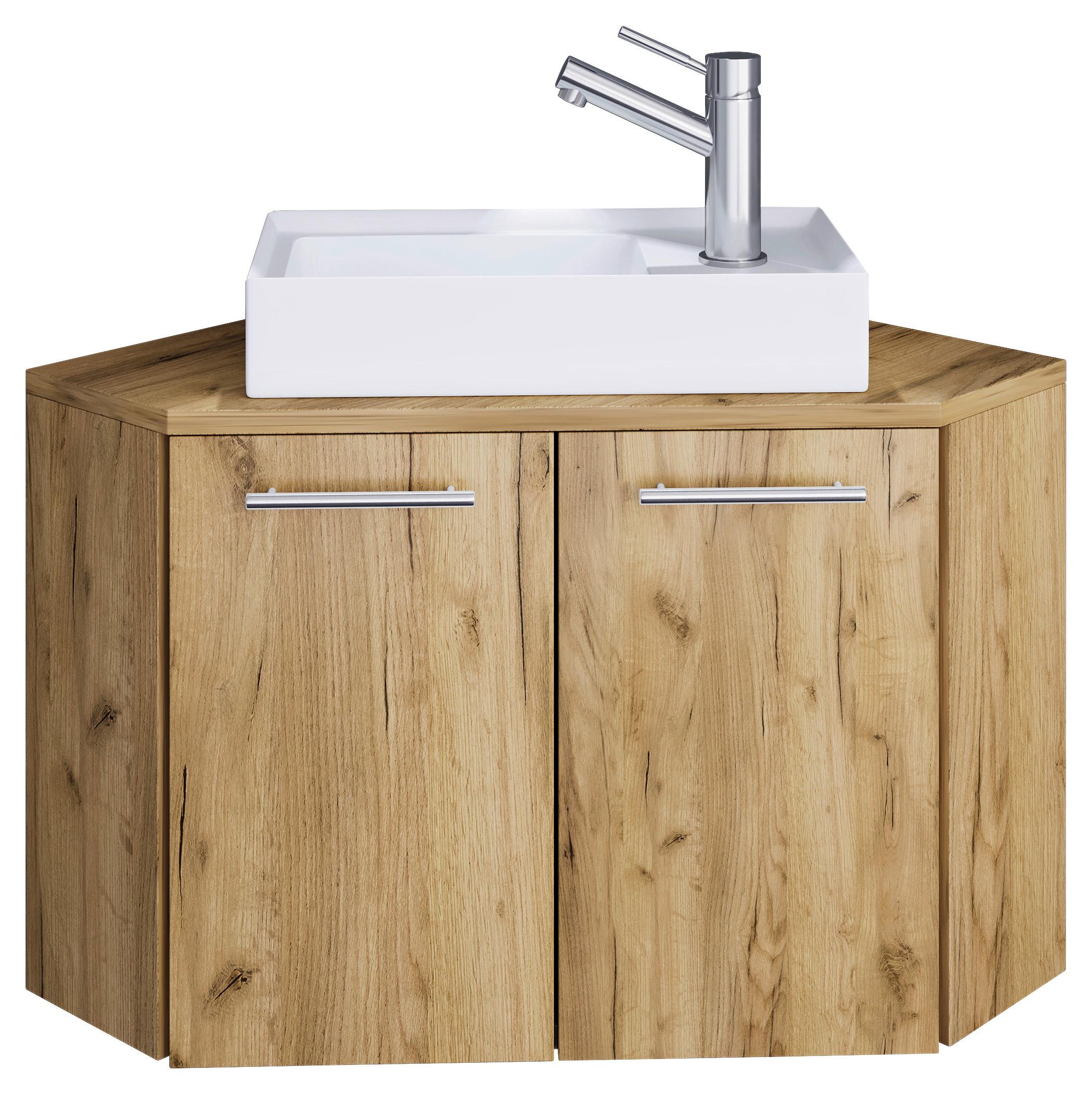 Kombiniran Umivalnik Vilosa, Hrast - siva/bela, Moderno, umetna masa/leseni material (50cm) - MID.YOU