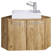 Kombiniran Umivalnik Vilosa, Hrast - siva/bela, Moderno, umetna masa/leseni material (50cm) - MID.YOU