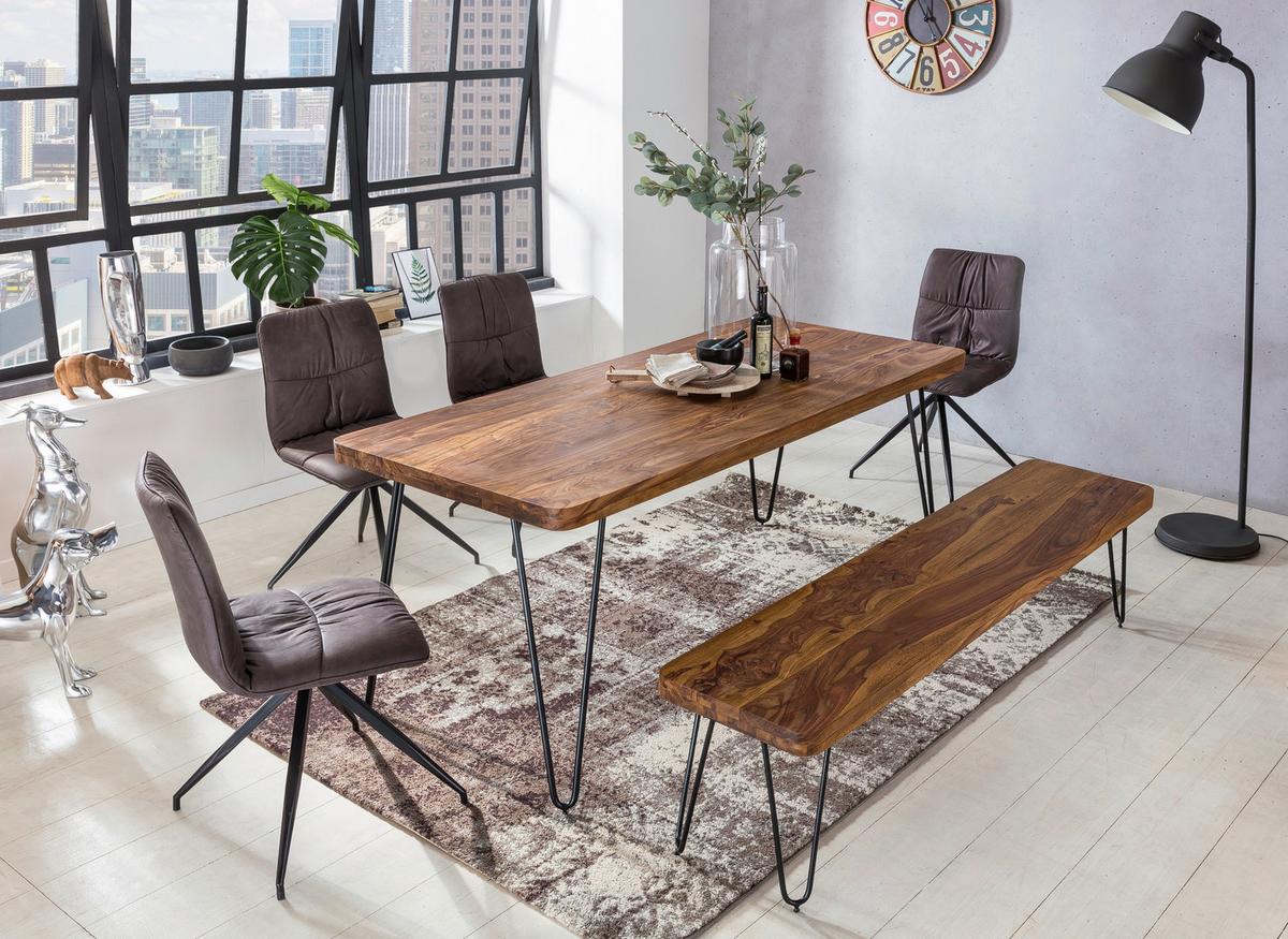 Jedilna Miza Bagli, Pravi Les, 180x80cm - črna/barve indijskega rožnega lesa, Design, kovina/les (180/80/76cm) - MID.YOU