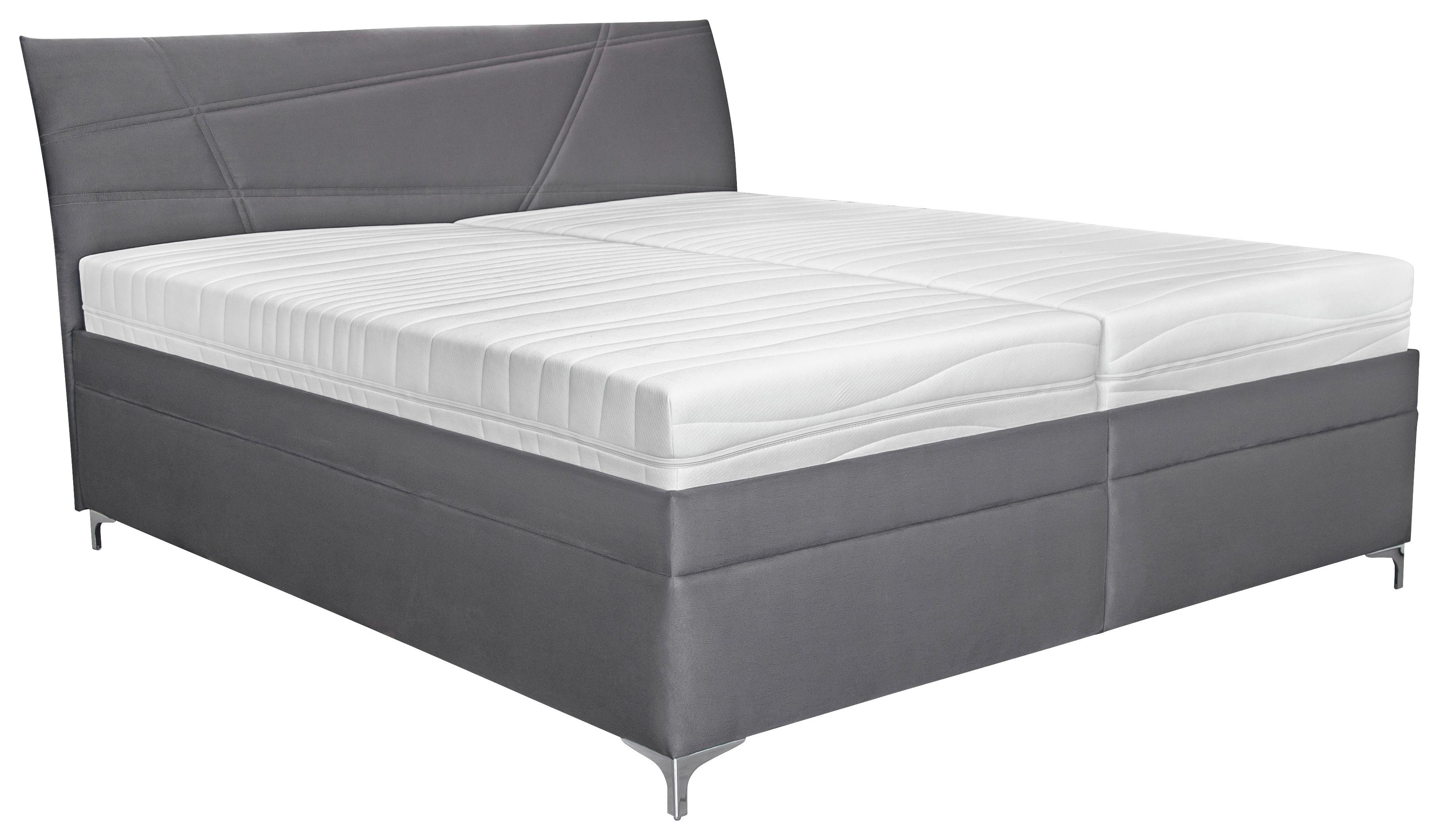 Pat tapițat Lauren - alb/antracit, Konventionell, lemn/textil (180/200cm)