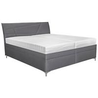 Pat tapițat Lauren - alb/antracit, Konventionell, lemn/textil (160/200cm)