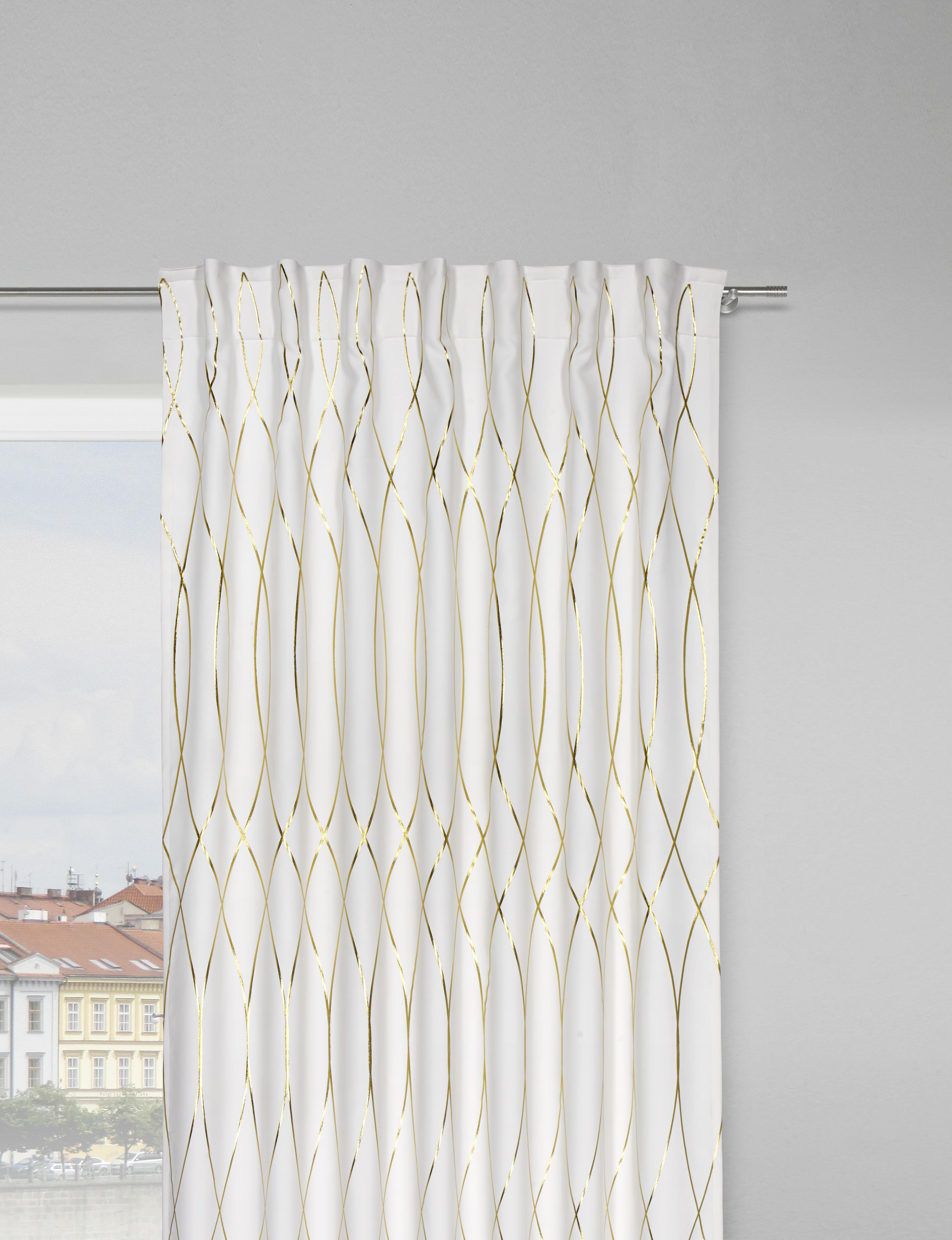 Zatemnitvena Zavesa Glamour - zlate barve/bela, Trendi, tekstil (140/245cm) - Modern Living