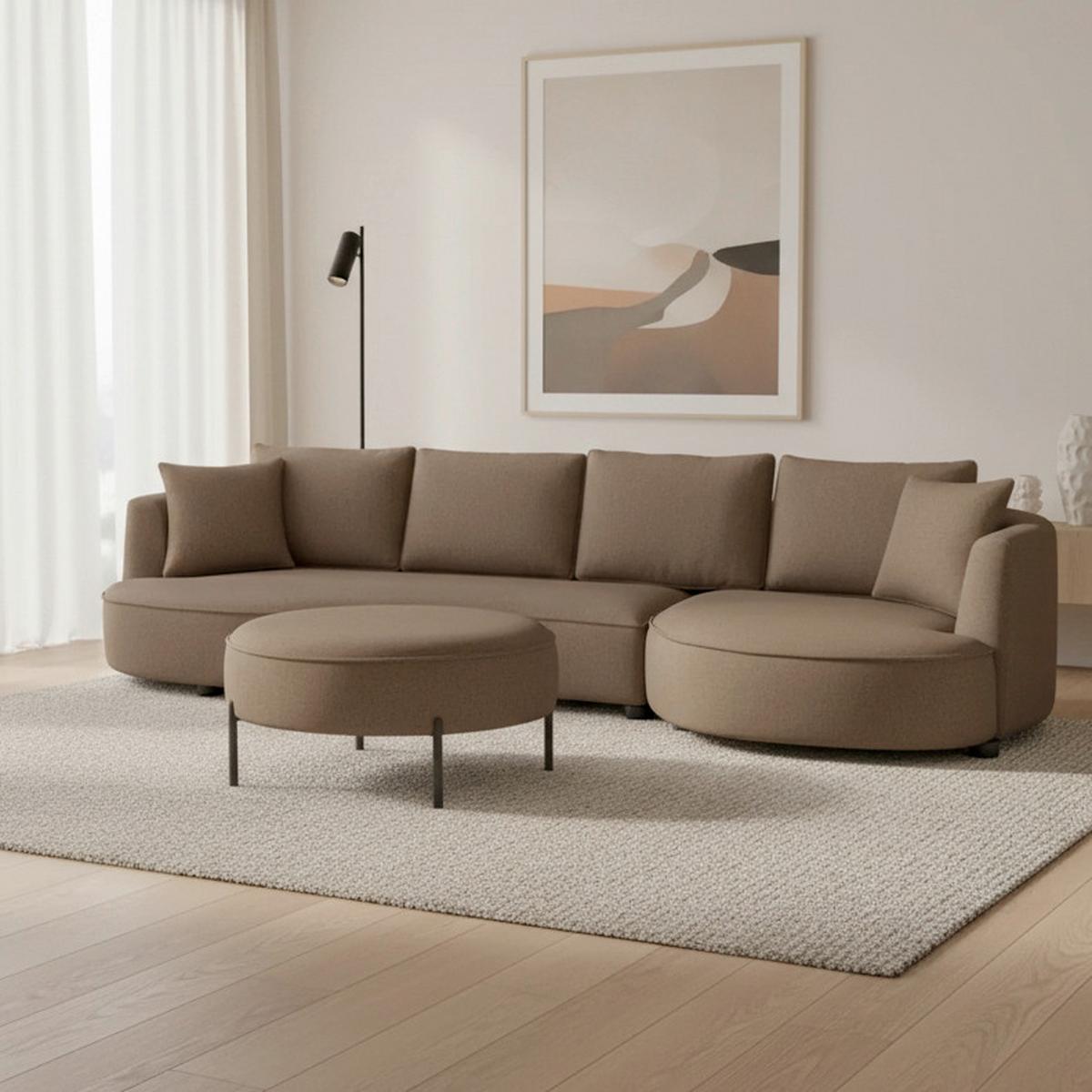 CANAPEA MODULARĂ NILAS - maro, Modern, lemn/metal (322/154cm) - Bessagi Home