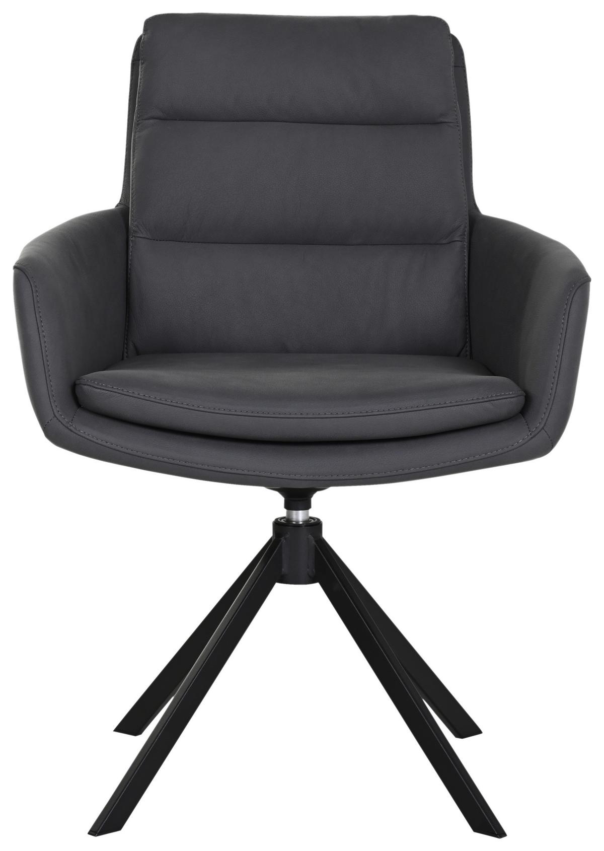 KRZESŁO Z PODŁOKIETNIKAMI EVEREST -EXKLUSIV- - czarny, Design, skóra/metal (62,5/89/66,5cm) - Dieter Knoll