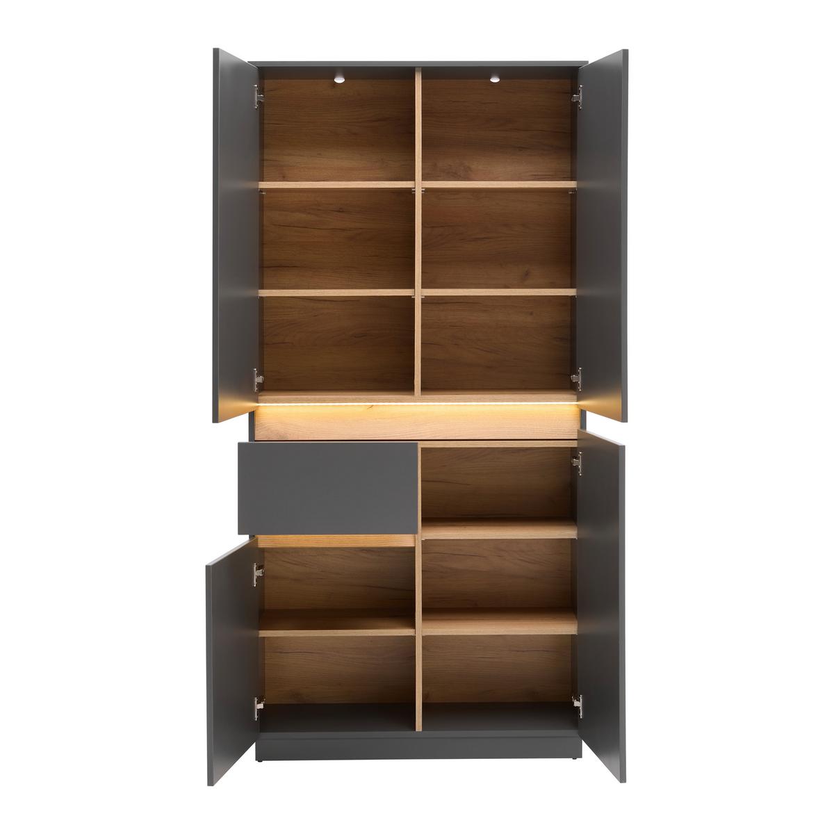 Vitrine Samu Anthrazit/Eichefarben - Eichefarben/Anthrazit, MODERN, Holzwerkstoff/Kunststoff (90/186/35cm) - Mömax