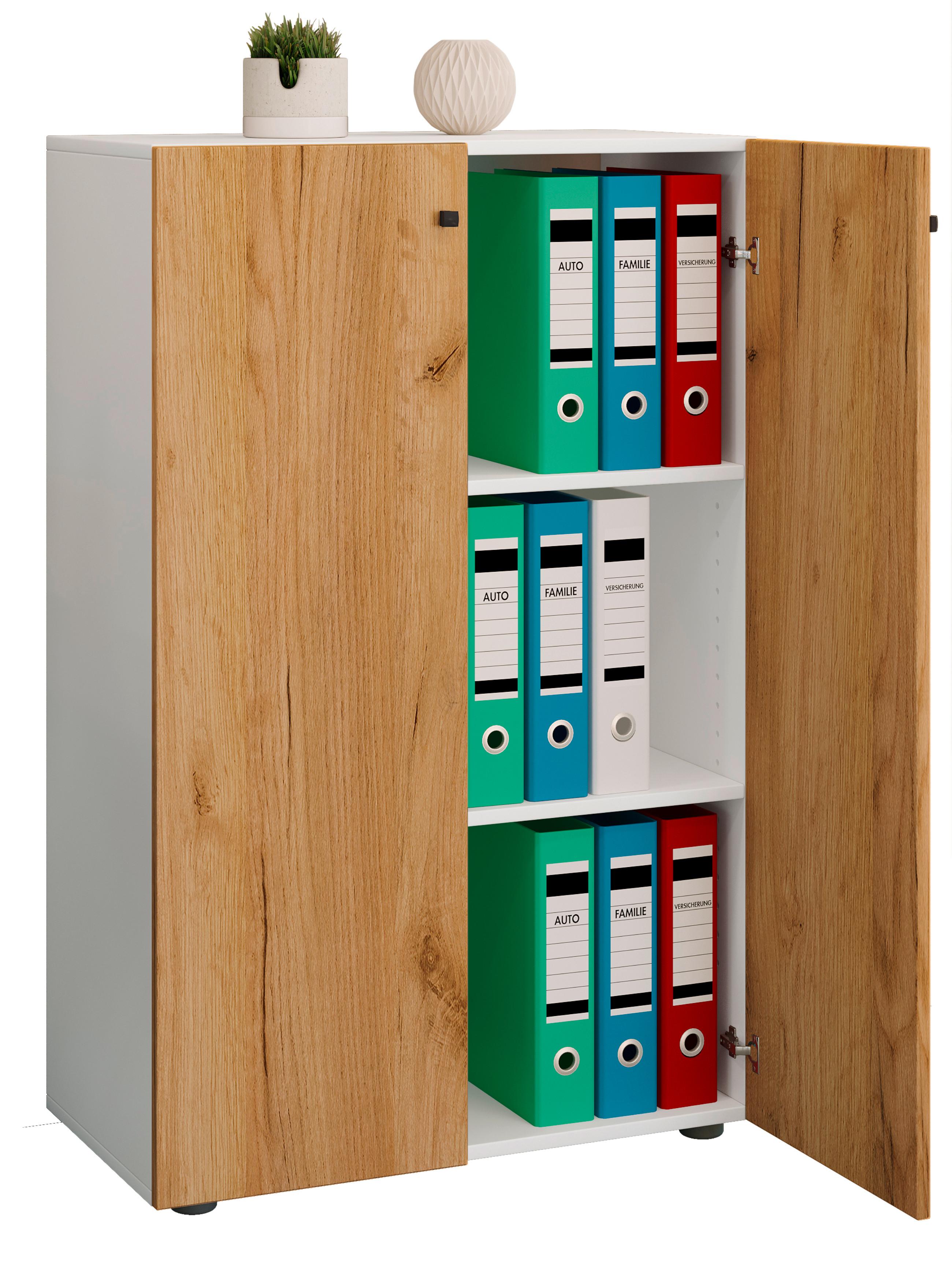 AKTENSCHRANK LONA XL - Honigeiche/Weiss, Design, Holzwerkstoff (70/110/39cm) - MID.YOU