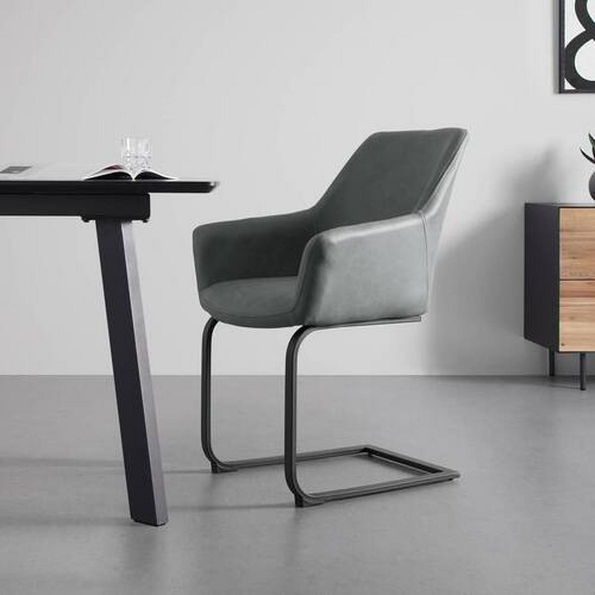 Schwingstuhl Pria Grün Mikrofaser Gepolstert - Schwarz/Grün, MODERN, Holz/Textil (61/85/62cm) - Bessagi Home